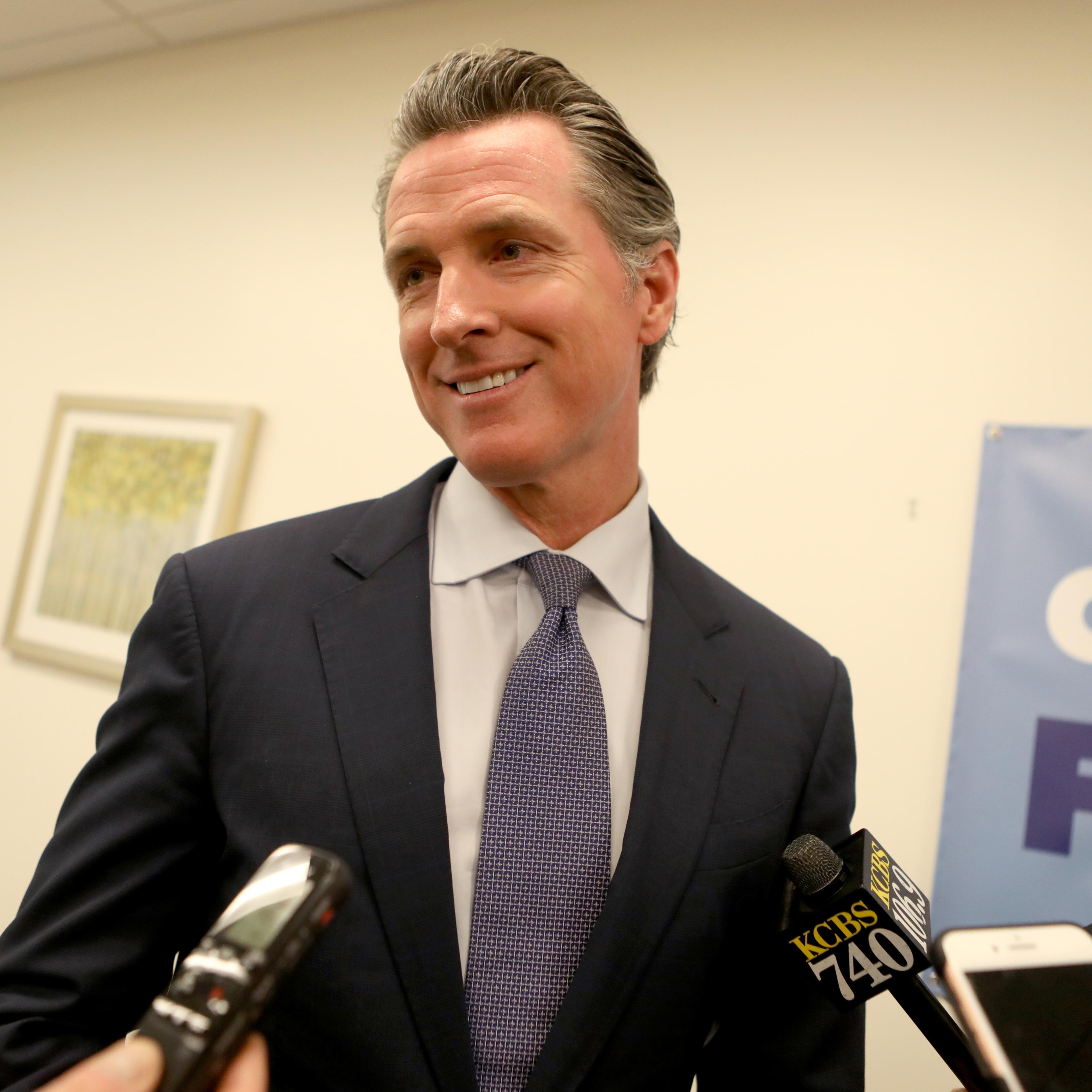California Governor Gavin Newsom alongside San Jose Mayor Sam Liccardo host roundtable
