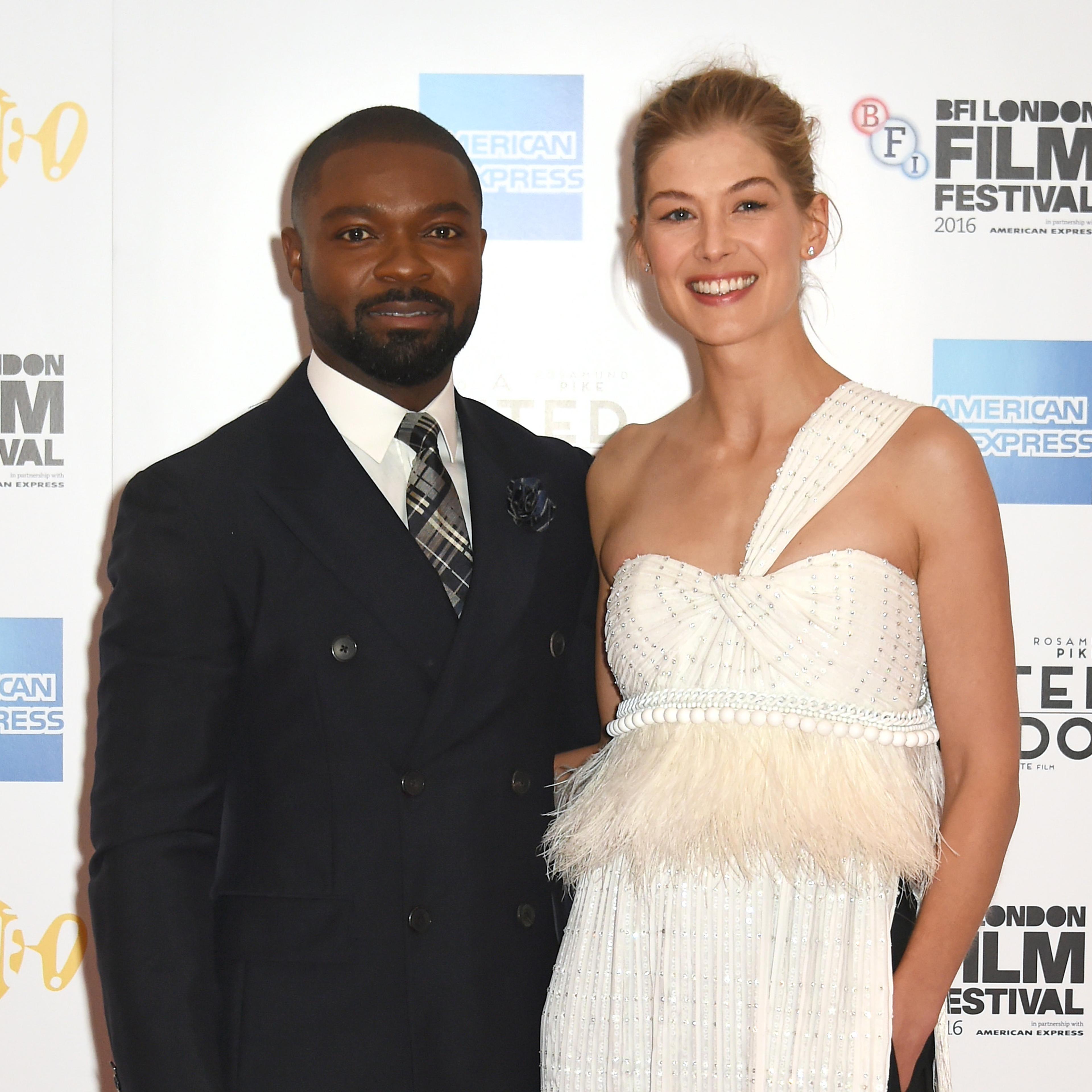David Oyelowo (L) and Rosamund Pike attend the "A United Kingdom" Opening Night Gala screening during the 60th BFI London Film Festival at Odeon Leicester Square on October 5, 2016 in London, England.
