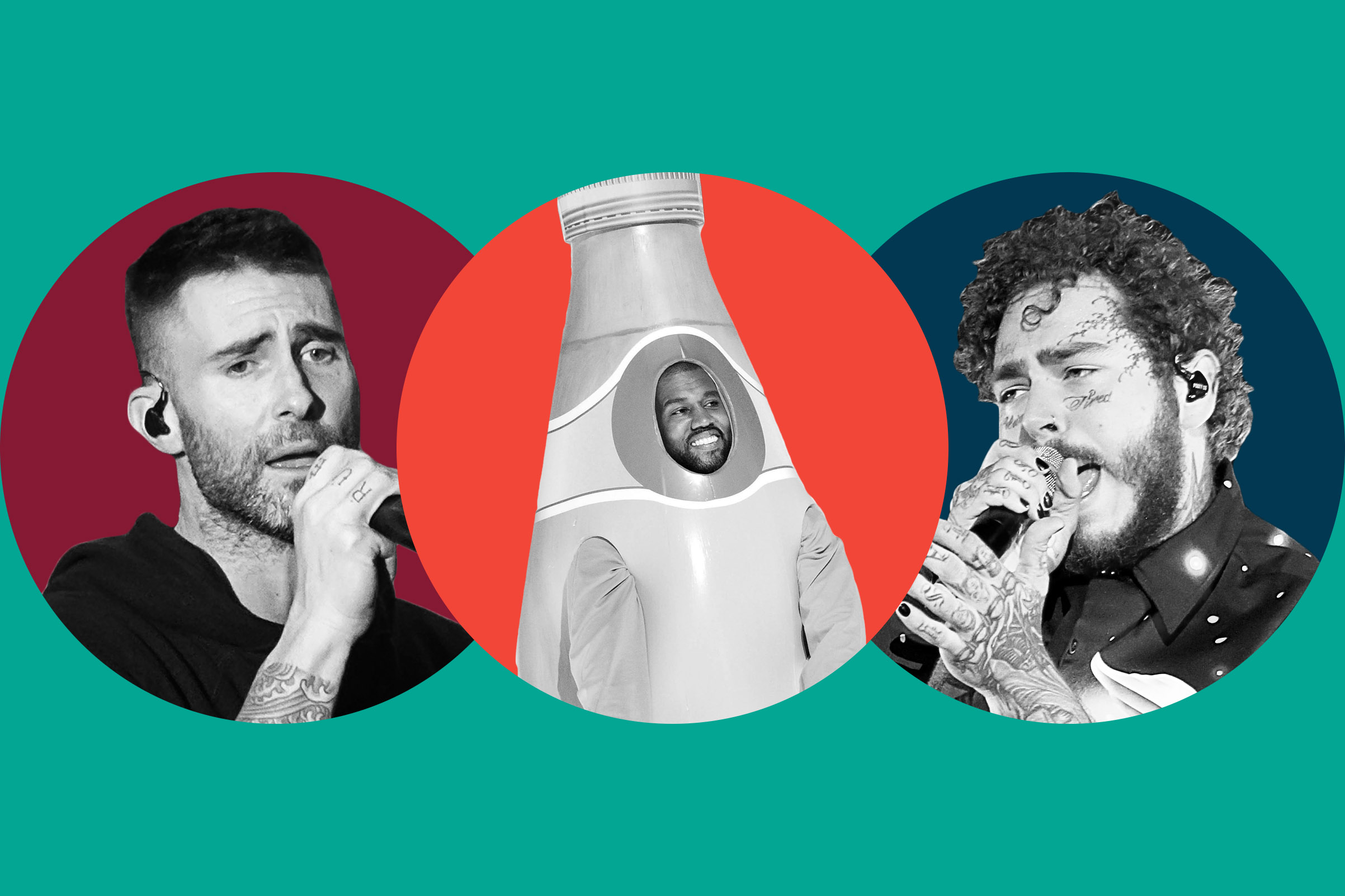 Adam Levine; Kanye West; Post Malone