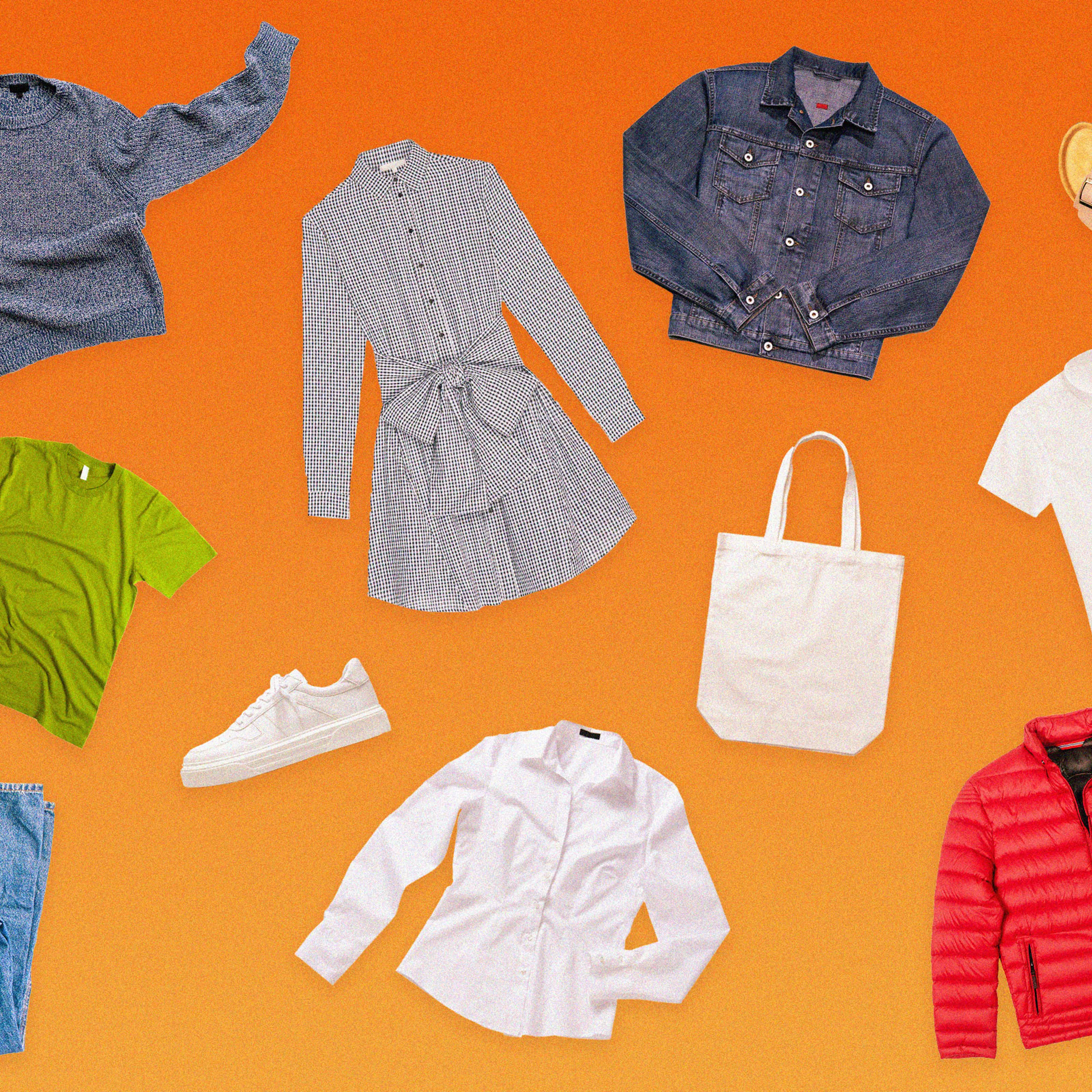 A collage of different clothing items