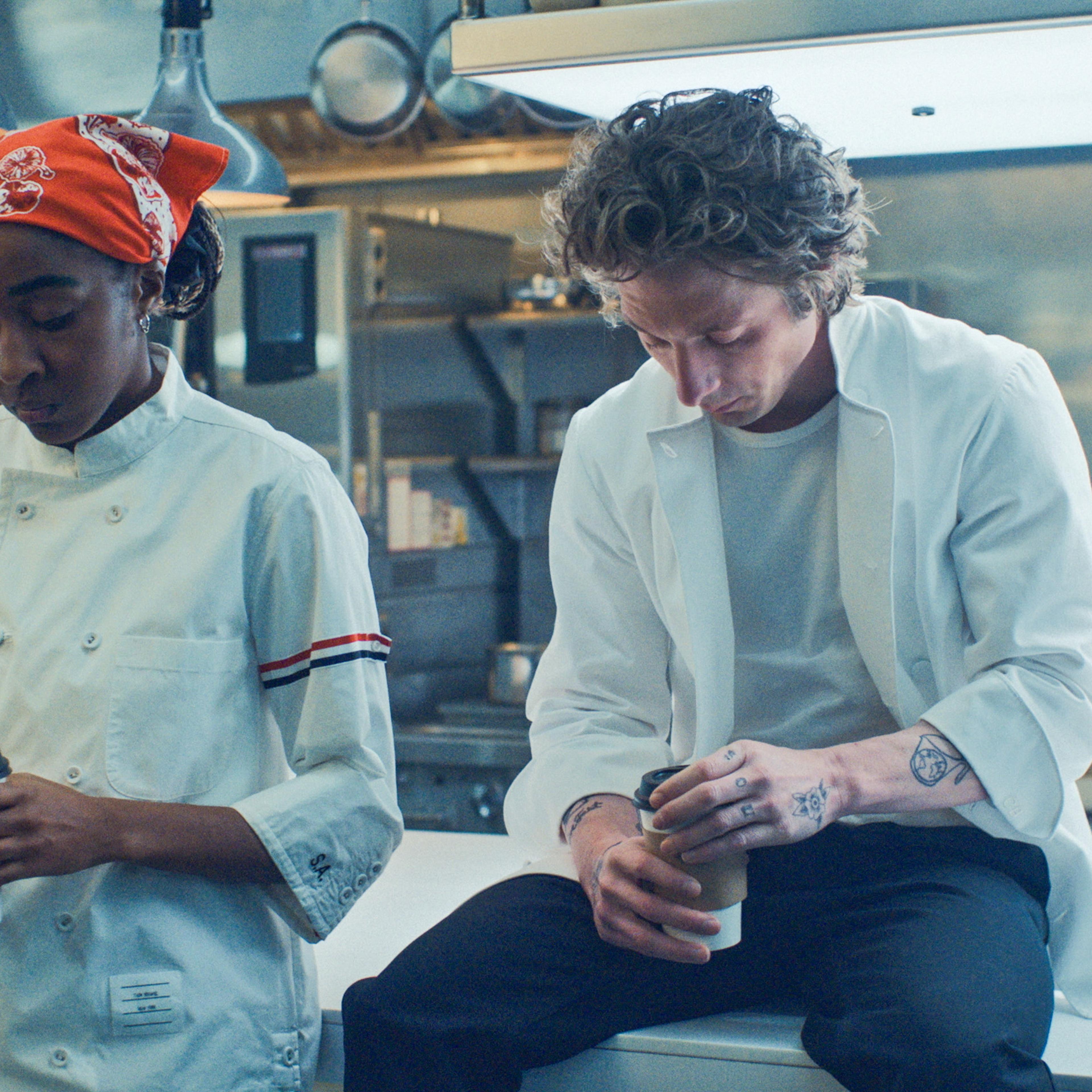 “THE BEAR” — “Tomorrow” — Season 3, Episode 1 (Airs Thursday, June 27th) — Pictured: (l-r) Jeremy Allen White as Carmen “Carmy” Berzatto, Ayo Edebiri as Sydney Adamu. CR: FX.
