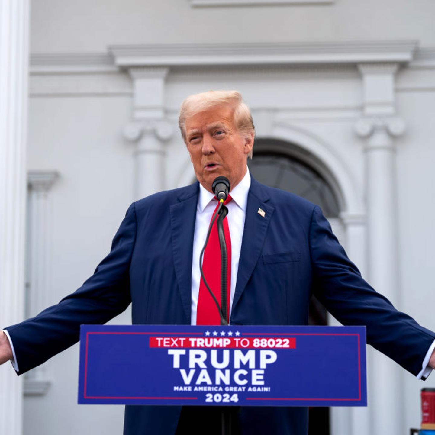 Republican Presidential Candidate Donald Trump Holds News Conference In Bedminster, New Jersey