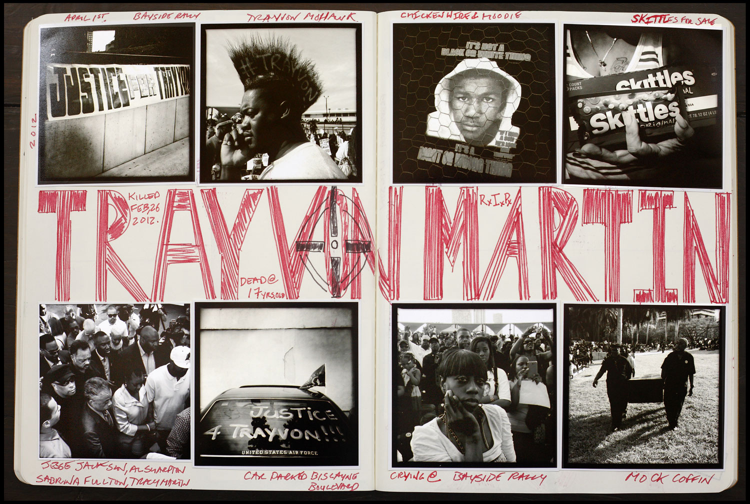 Andrew Kaufman began to create a scrapbook  style journal of his photographs and writing from all the protests he documented. Above: <i>AK FOTO Journal #1</i>