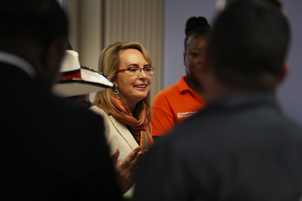 Former Rep. Gabrielle Giffords (D-AZ) speaks during a press conference where she joined with anti-gun violence activists and victims' families to discuss the impact of gun violence on August 12, 2016 in Miami, Florida.