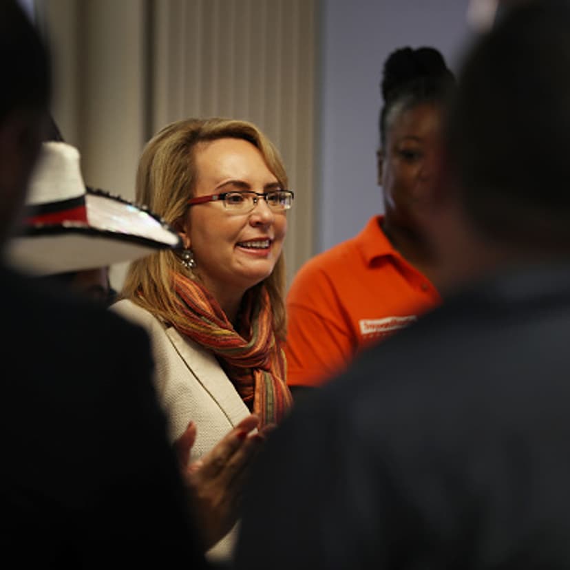 Former Rep. Gabrielle Giffords (D-AZ) speaks during a press conference where she joined with anti-gun violence activists and victims' families to discuss the impact of gun violence on August 12, 2016 in Miami, Florida.