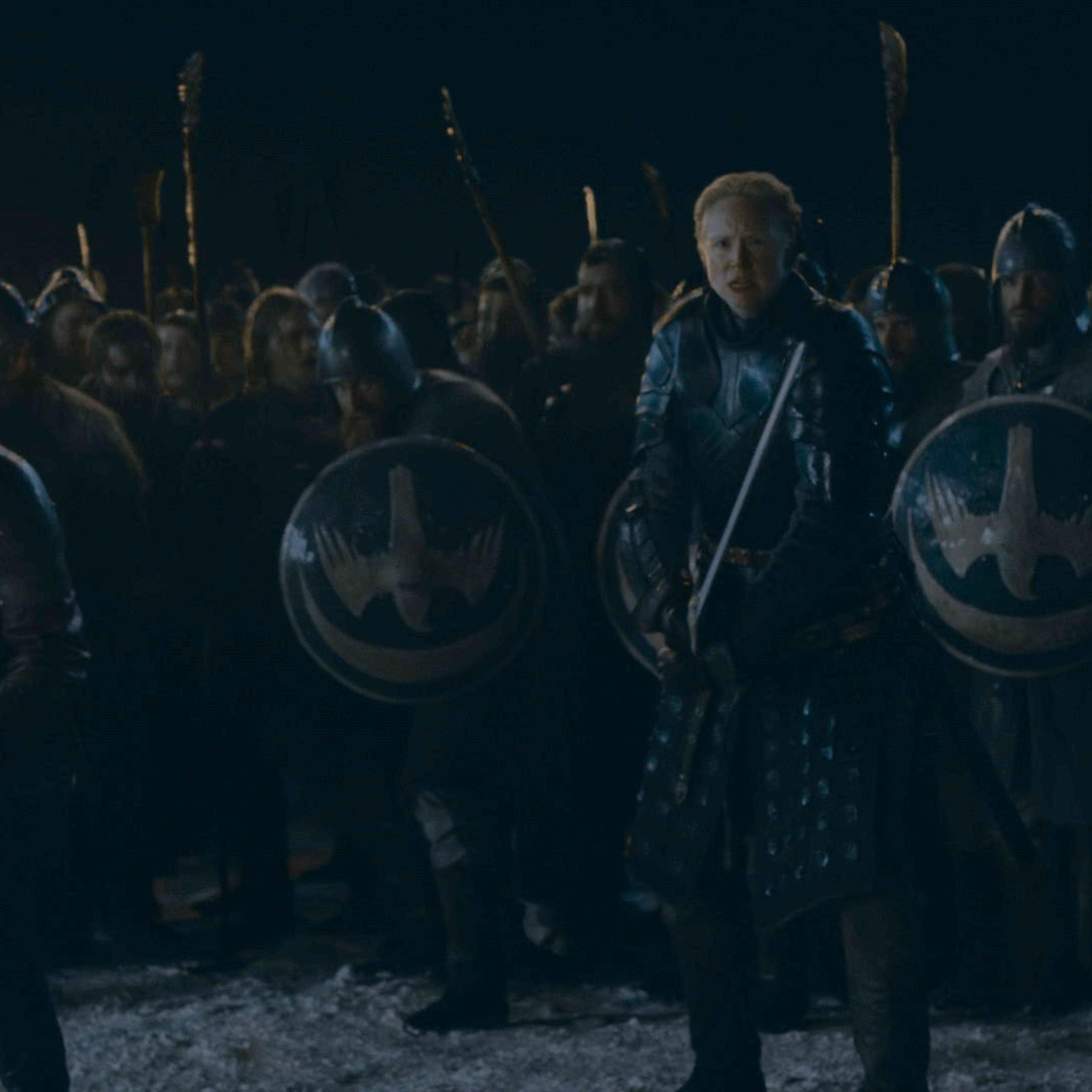 Jaime Lannister Brienne of Tarth are on the frontlines at the Battle of Winterfell in season 8 episode 3.