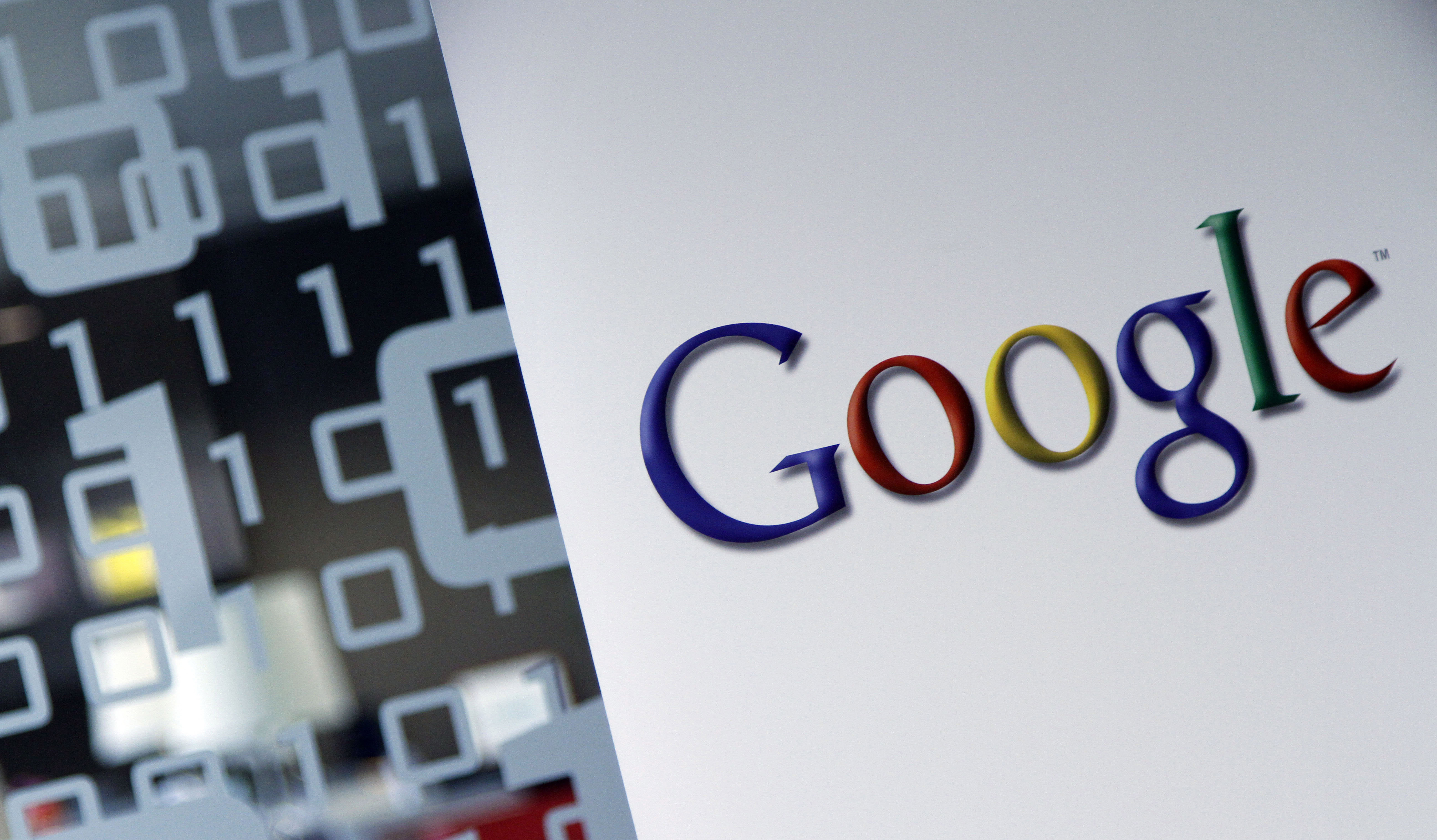 In this March 23, 2010 file photo, the Google logo is seen at the Google headquarters in Brussels.