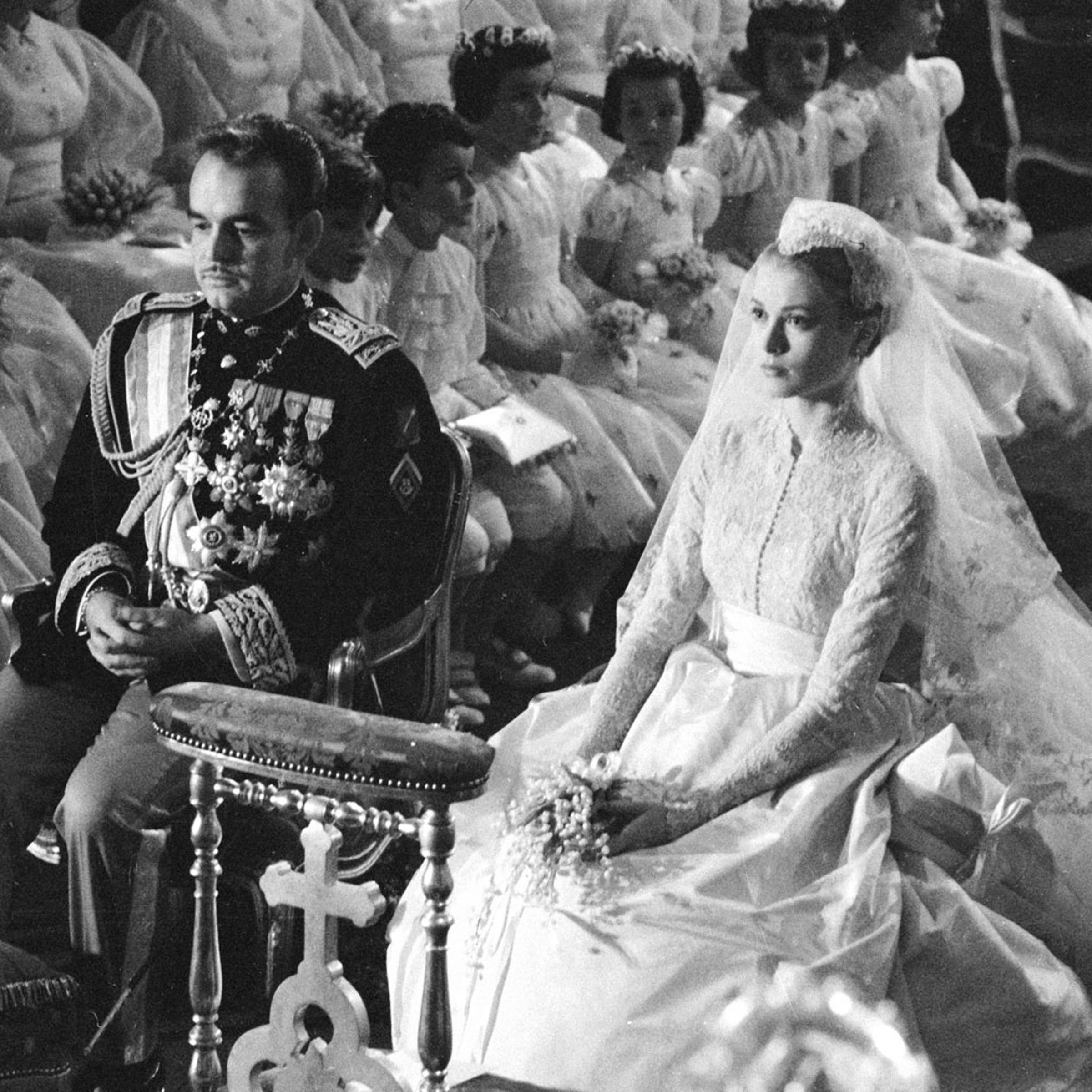 Grace Kelly and Prince Rainier wed, St. Nicholas Cathedral, Monaco, April 19, 1956.