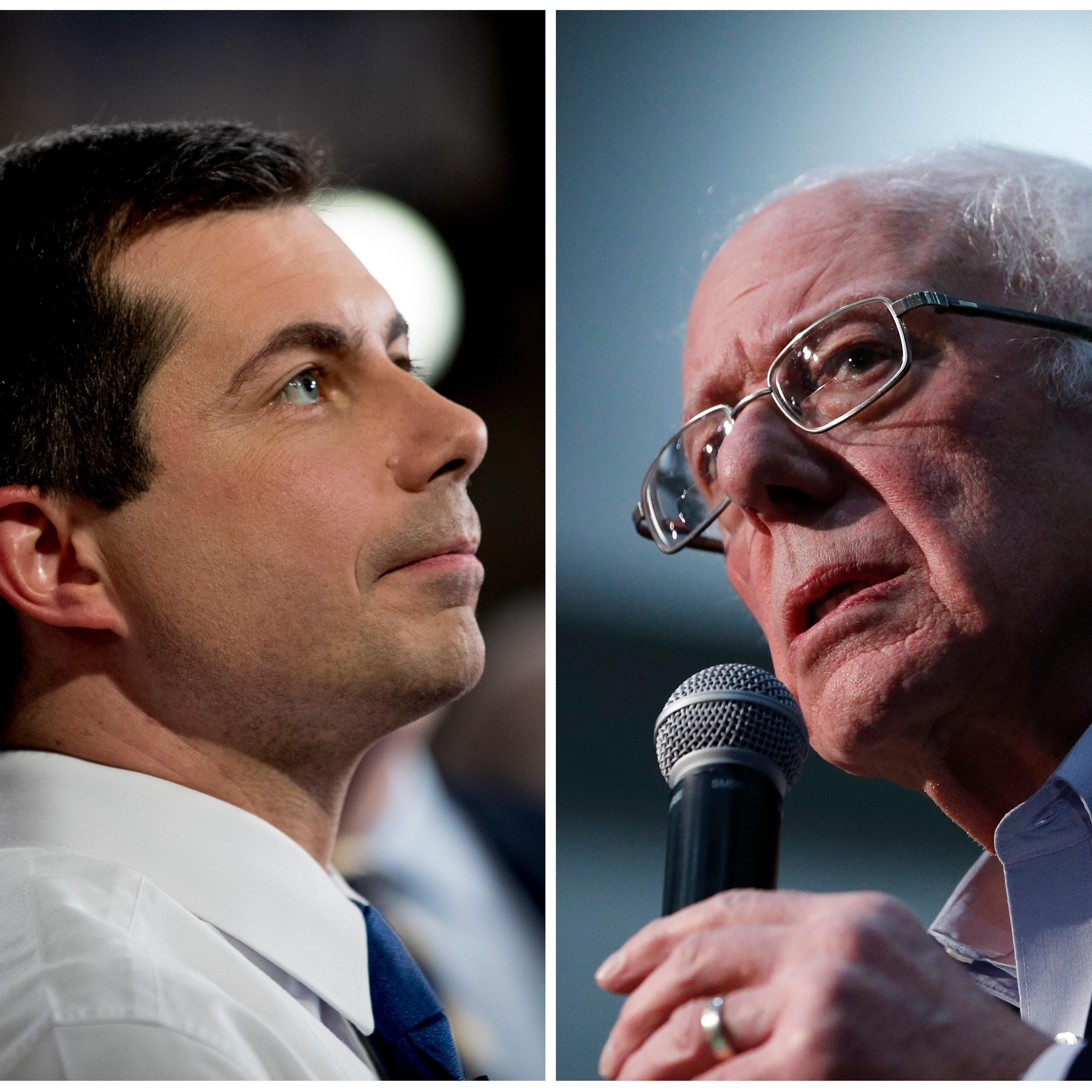 Pete Buttigieg and Bernie Sancers in Iowa