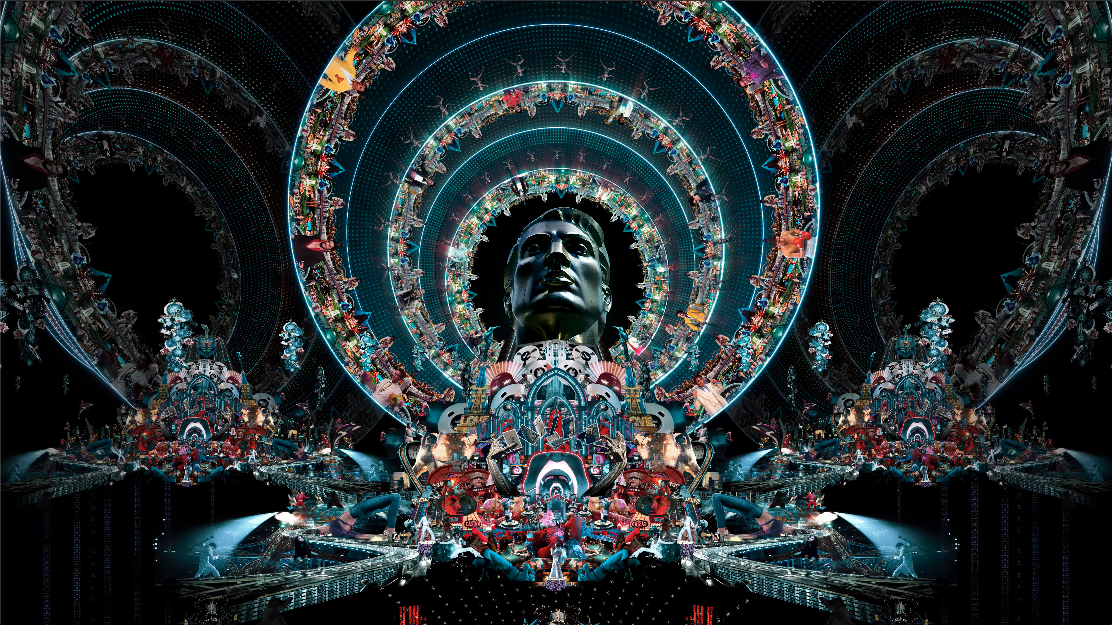 A still of Marco Brambilla's video collage "King Size," which pays tribute to Elvis and was created via AI technology. 