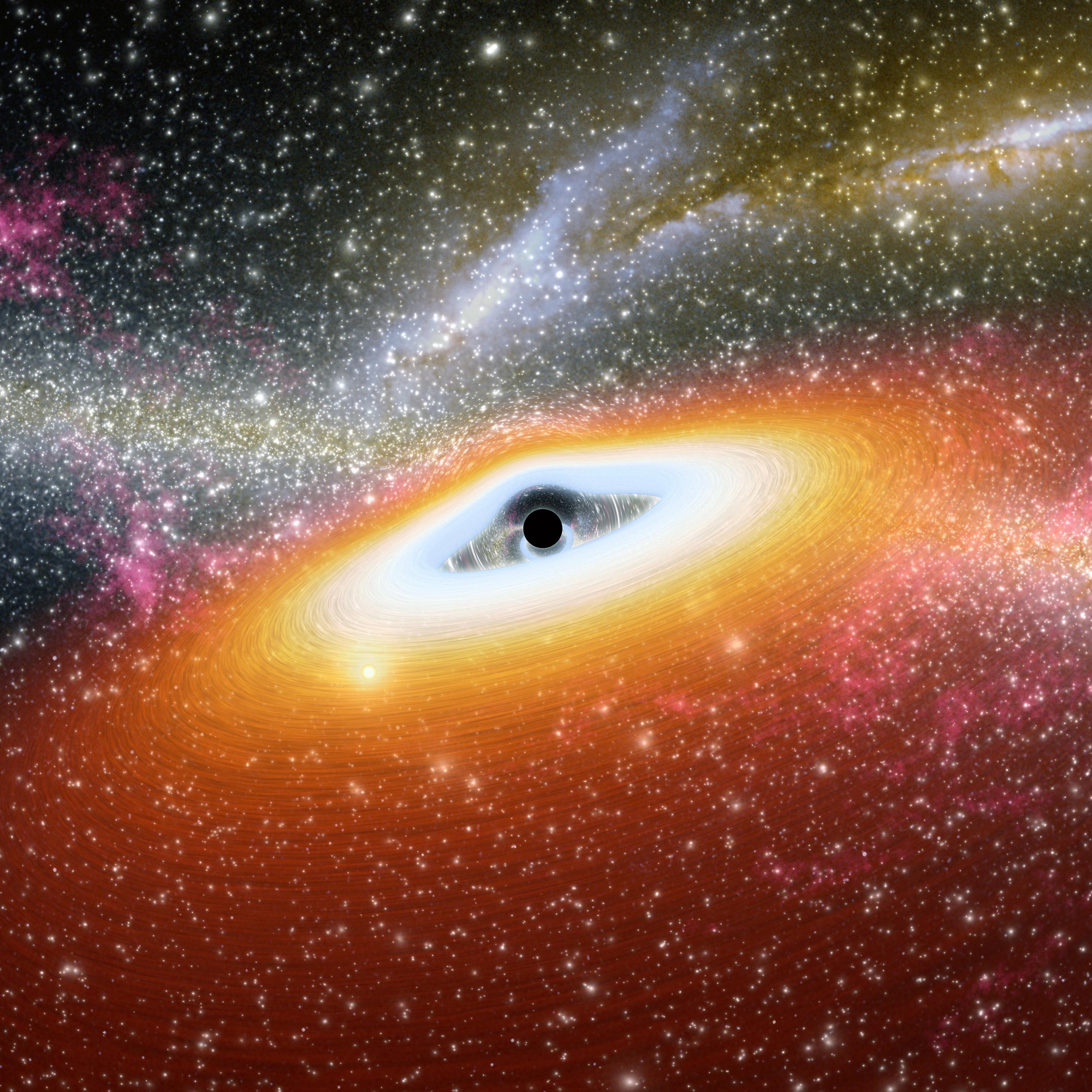 Nothing to see here: an artist's conception of a supermassive black hole at the center of a galaxy