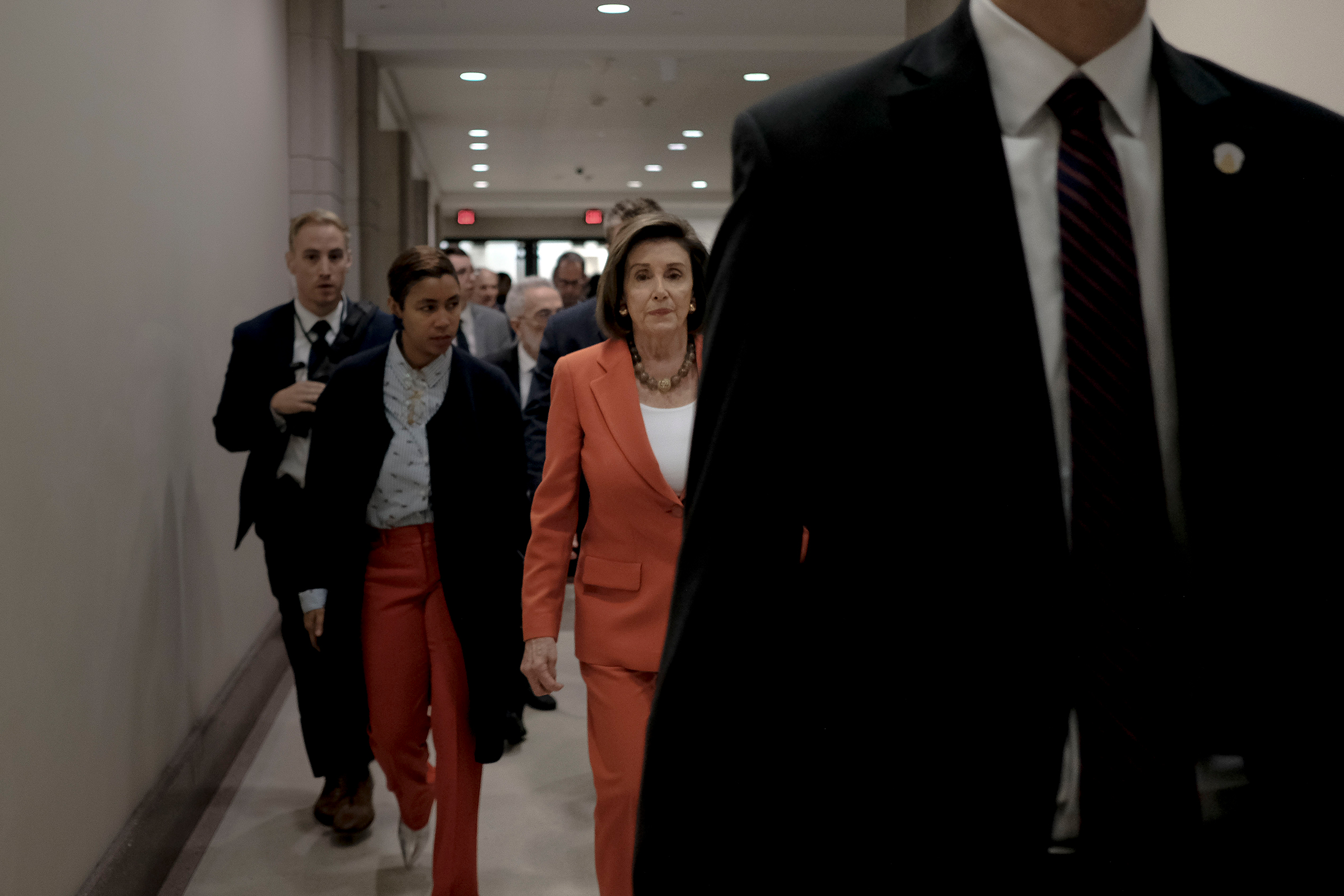 Speaker Pelosi heads to the House floor to vote on H.R. 660 at the Capitol in Washington, D.C., on Oct. 31, 2019.