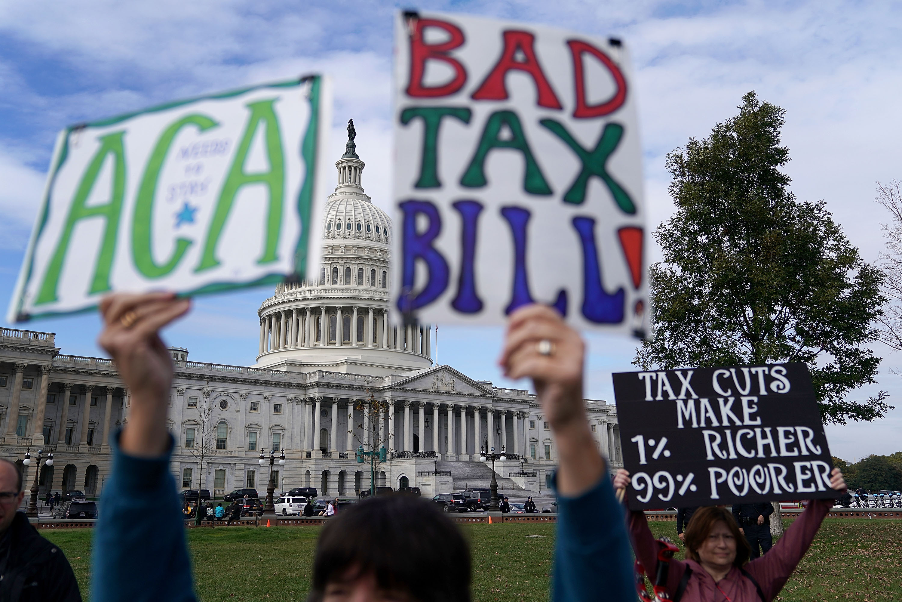 Congressional Democrats Speak At Rally Protesting GOP Tax Bill On Capitol Hill