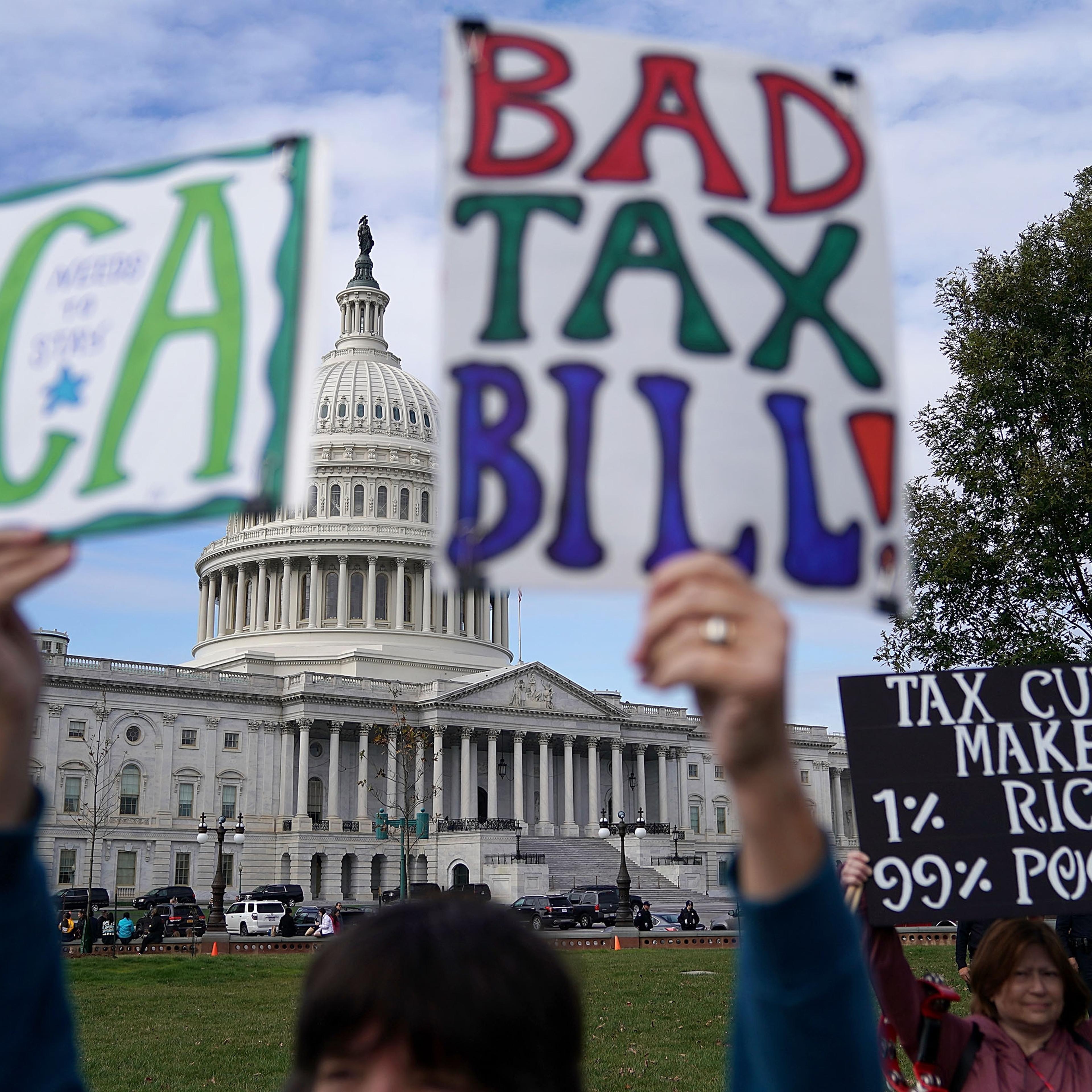 Congressional Democrats Speak At Rally Protesting GOP Tax Bill On Capitol Hill