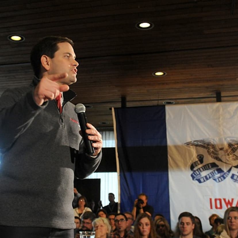 Republican Presidential Candidate Sen. Marco Rubio (R-FL) speaks to a group of potential supporters at a rally on the campus of Iowa State University, Saturday January 30, 2016 in Ames, Iowa.