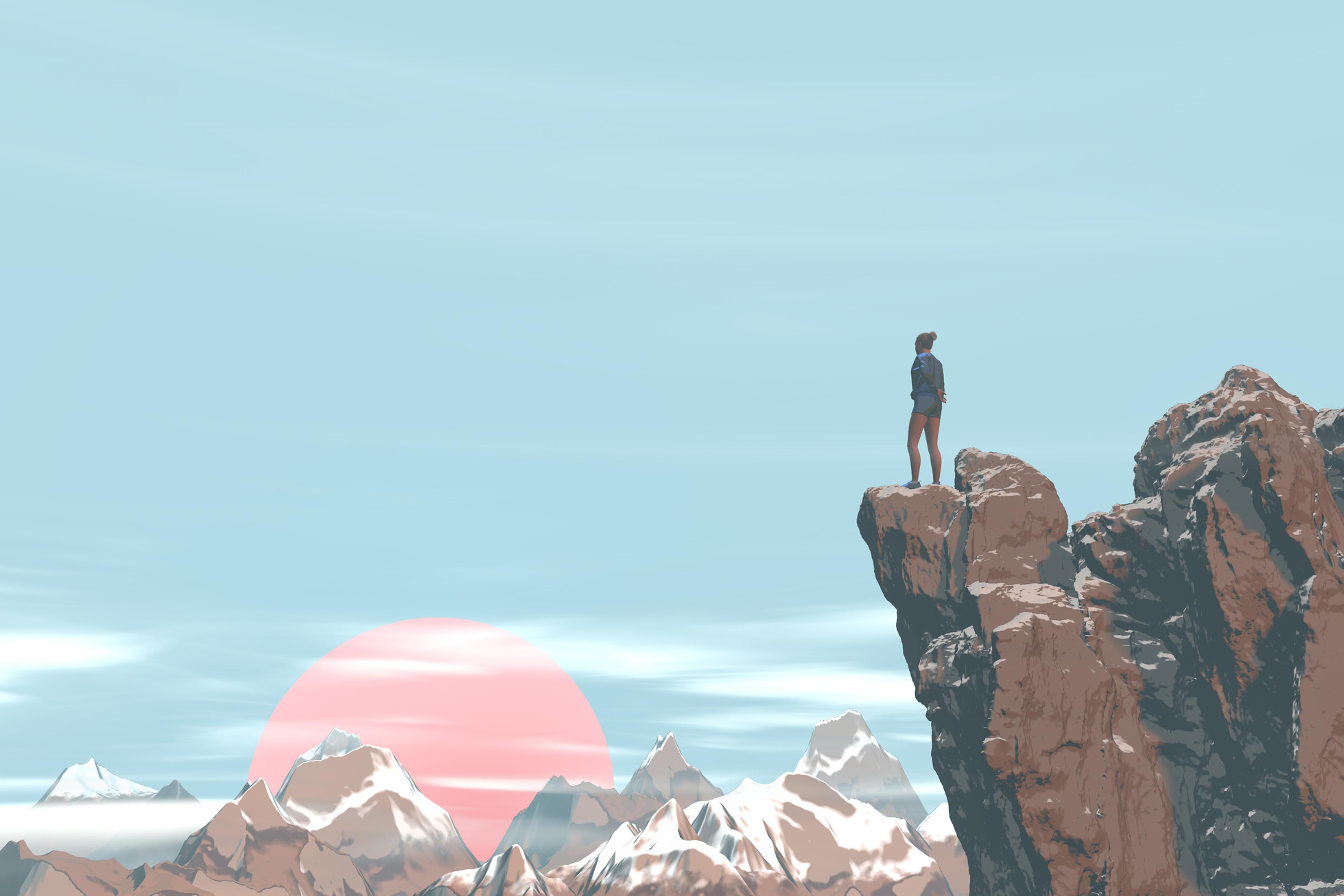 Athlete on the cliff edge