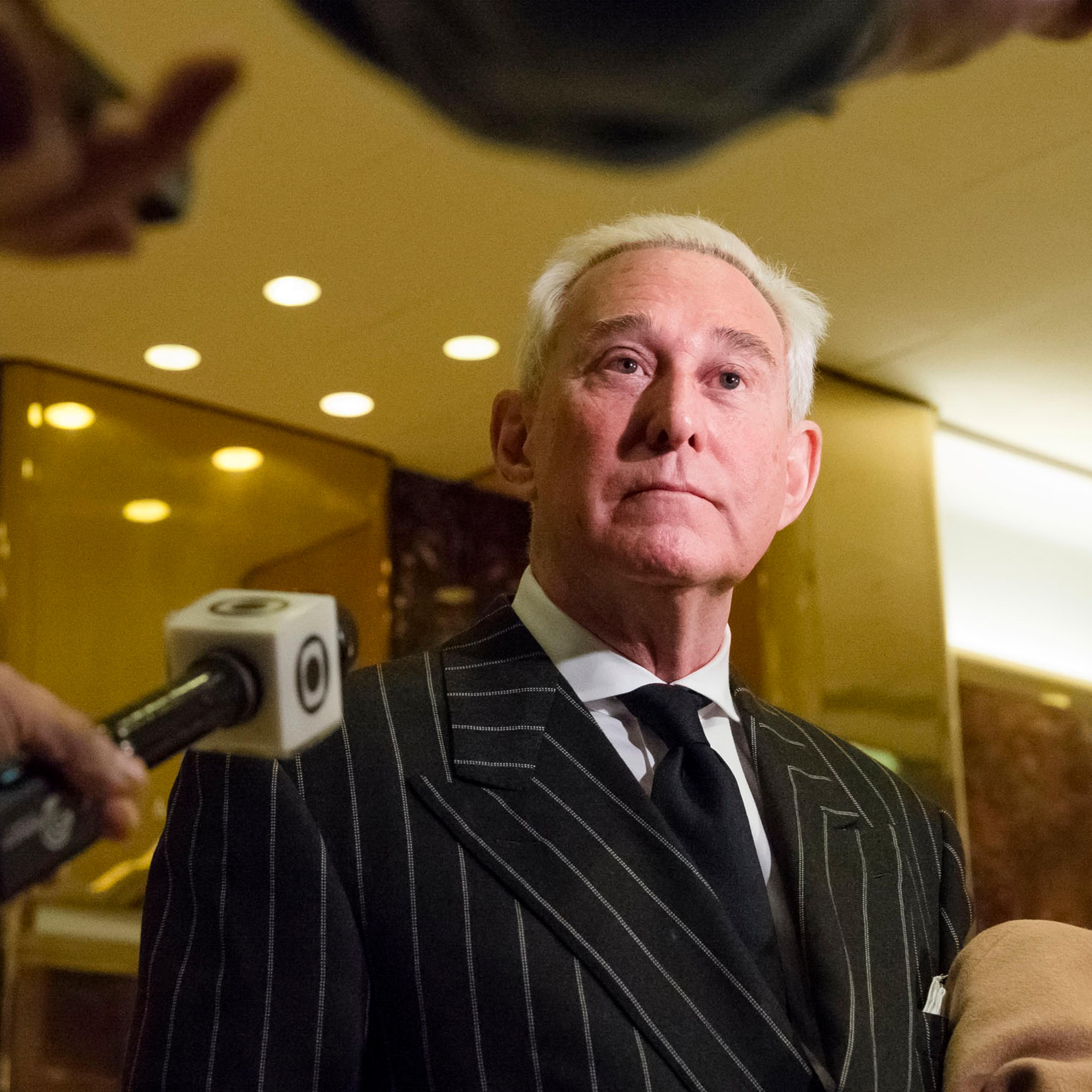 Consultant Roger Stone Speaks with the Press at Trump Tower