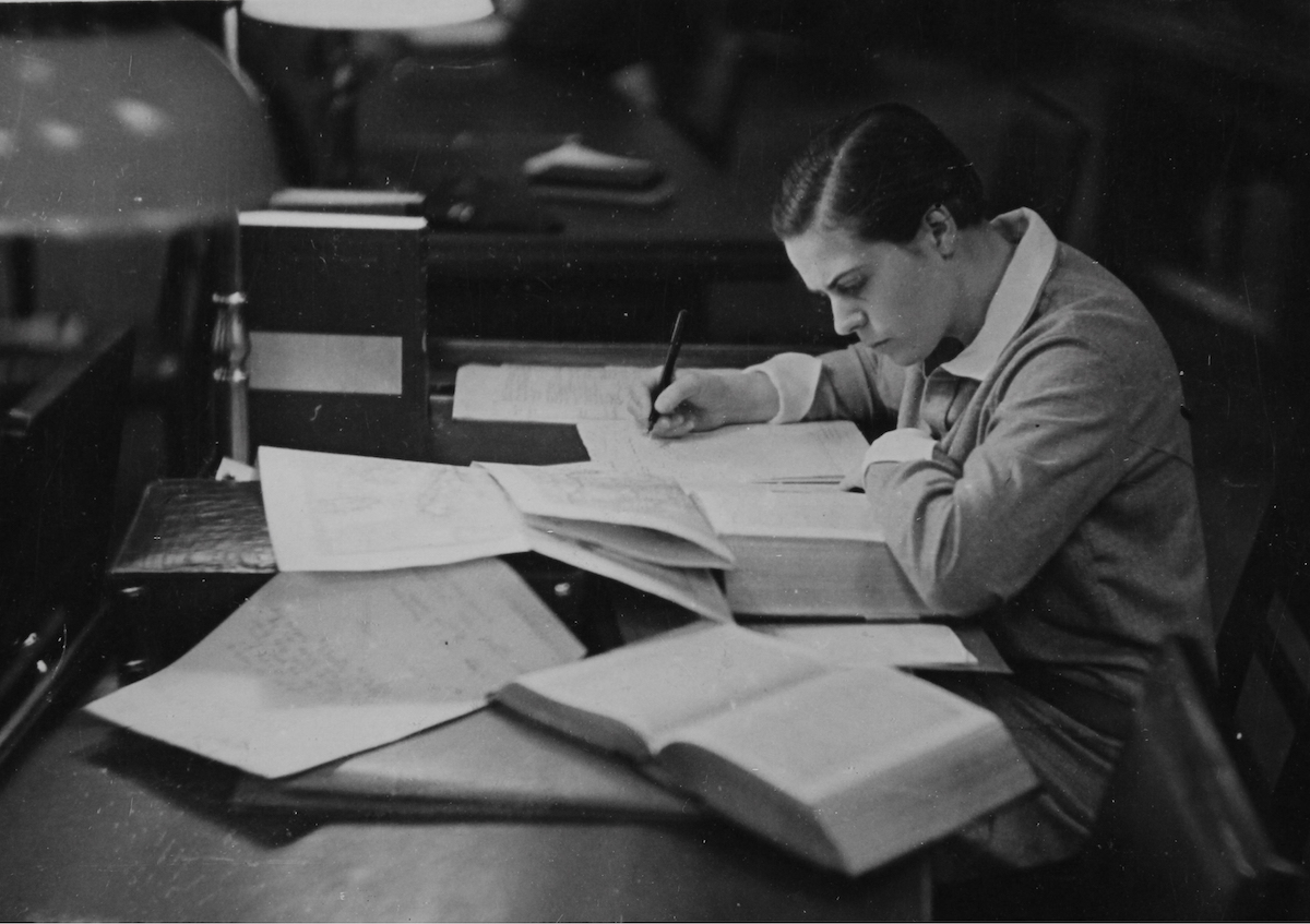Work Table Of A Student In A Library