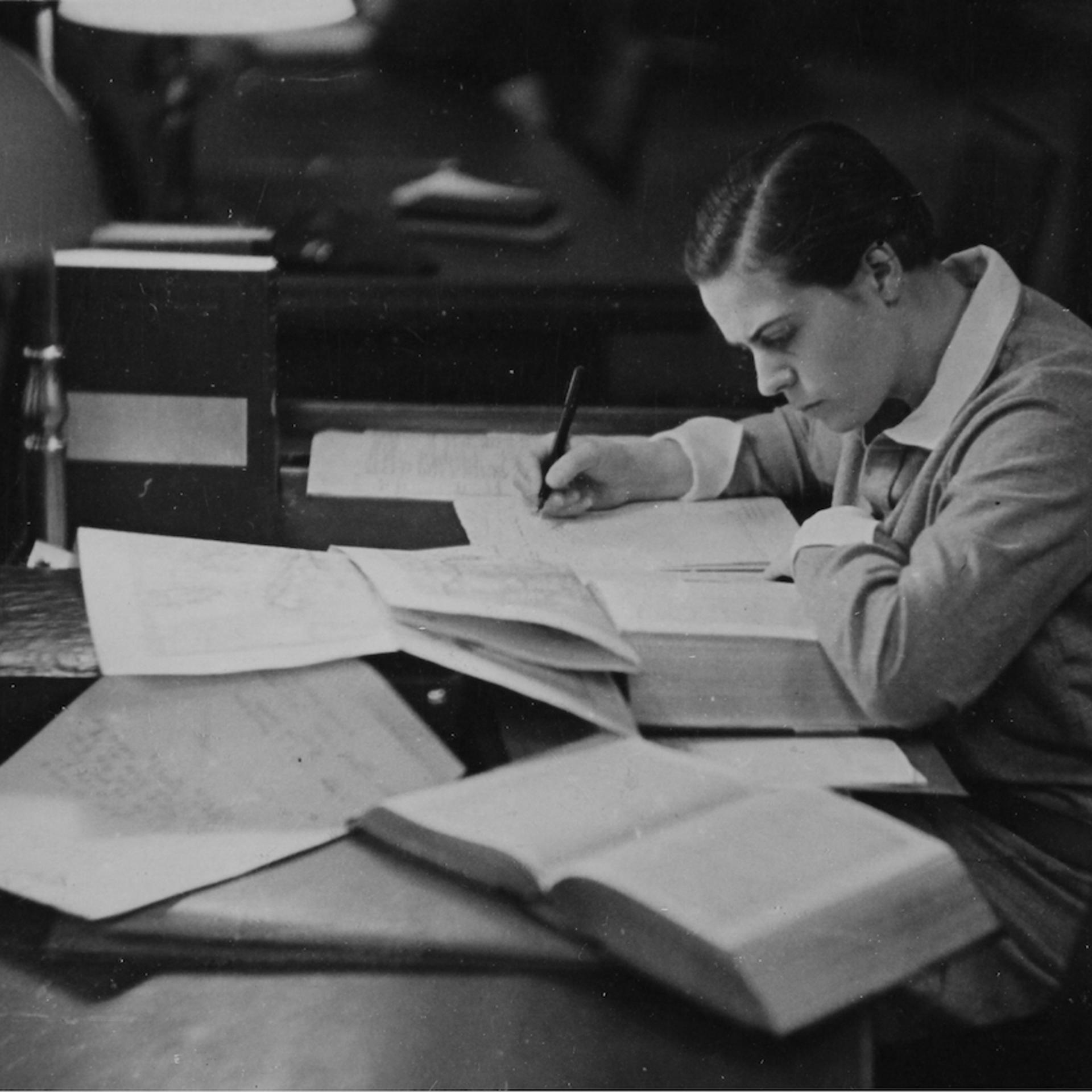 Work Table Of A Student In A Library
