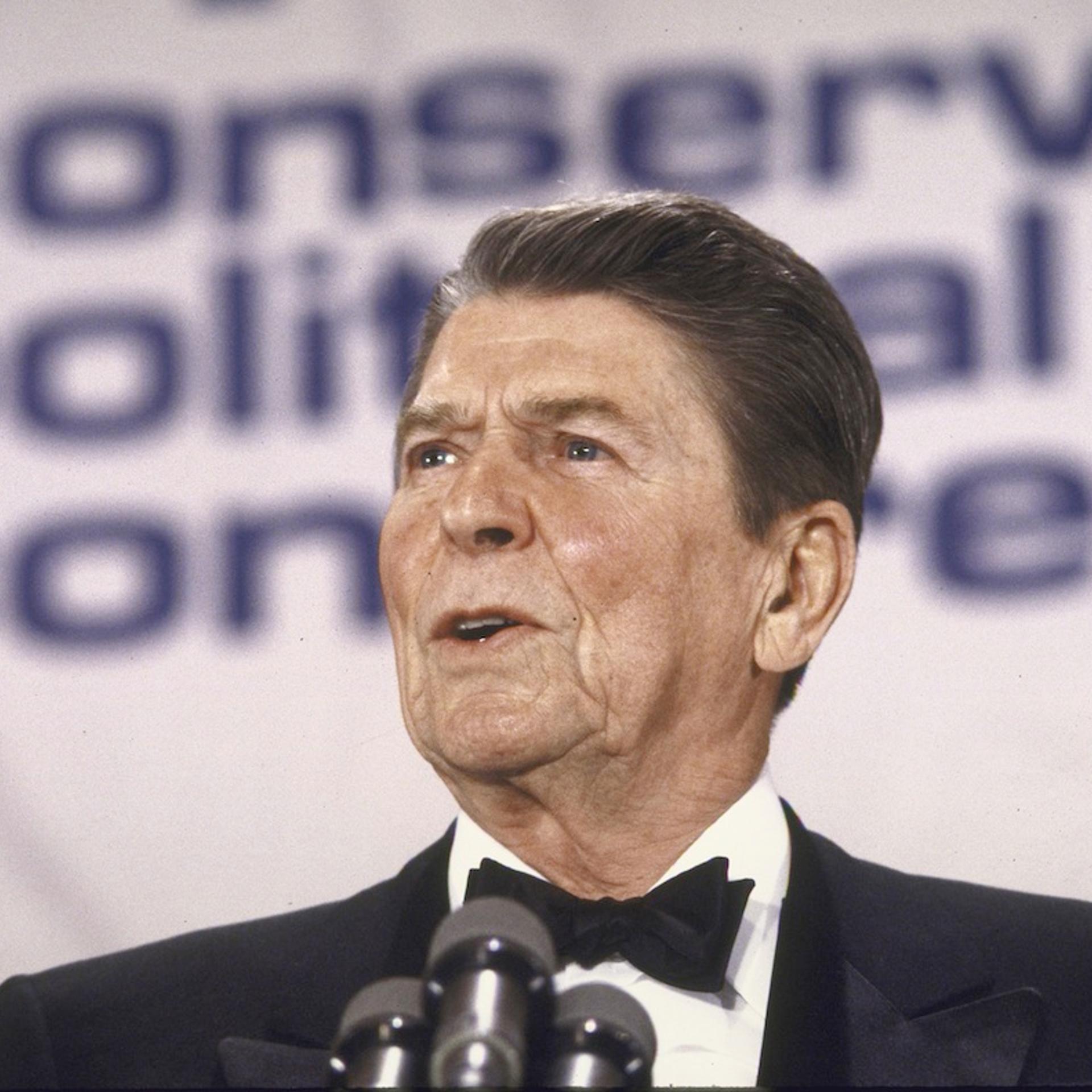 Pres Ronald Reagan speaking at CPAC conference
