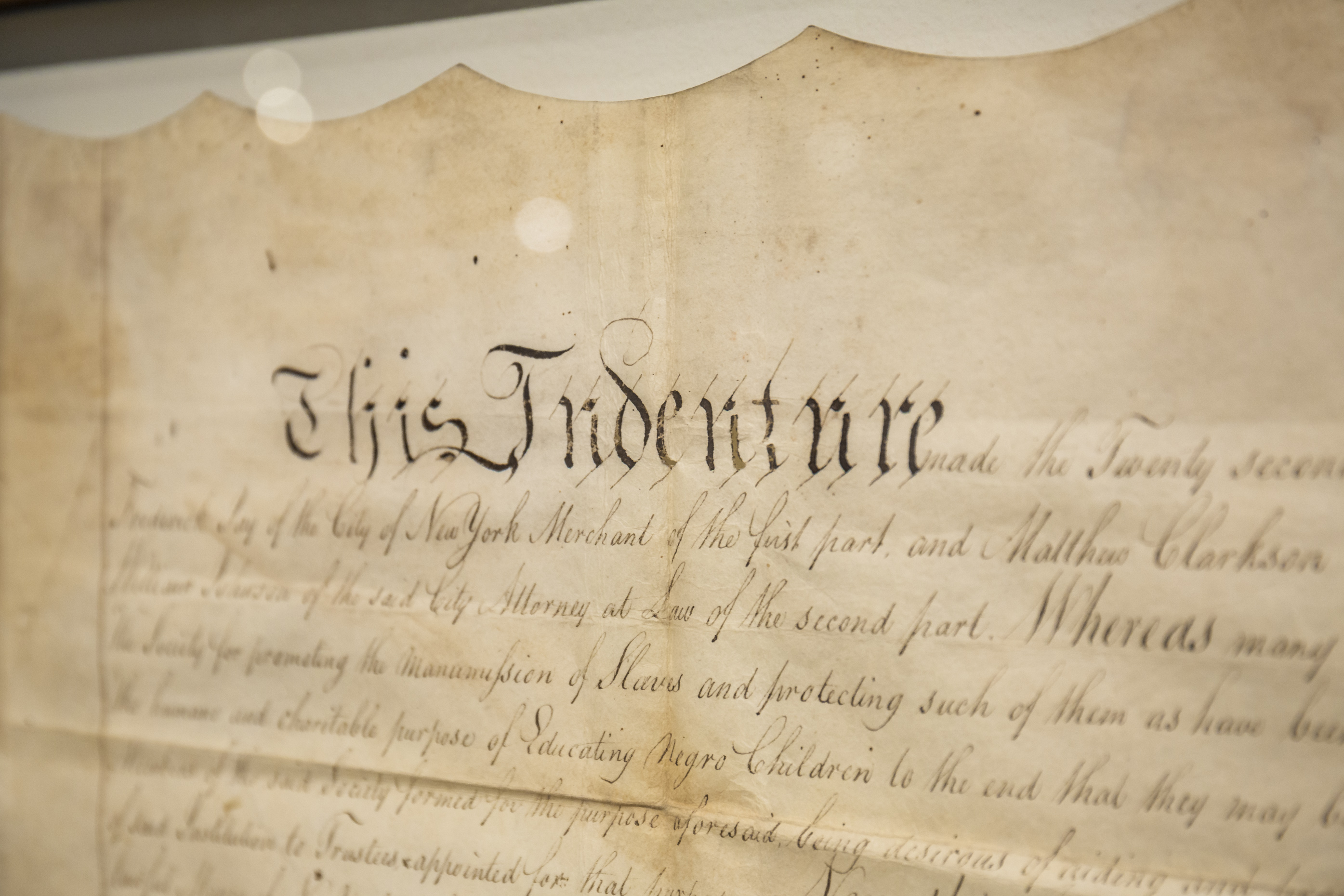 A 1794 land deed for the first African Free School location in lower Manhattan.