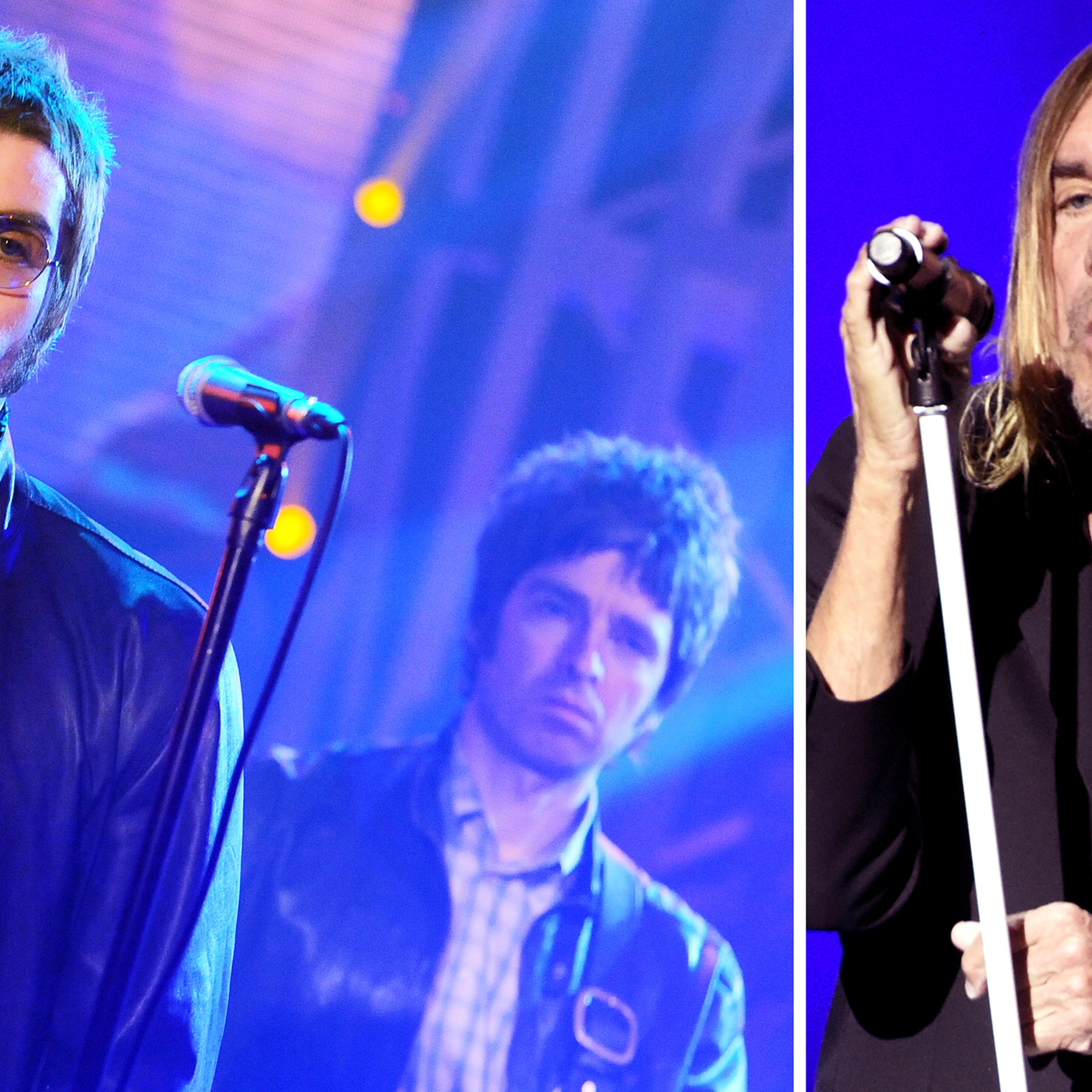 Oasis in Milan, Italy in 2009 (L); Iggy Pop in San Francisco, CA in 2016.