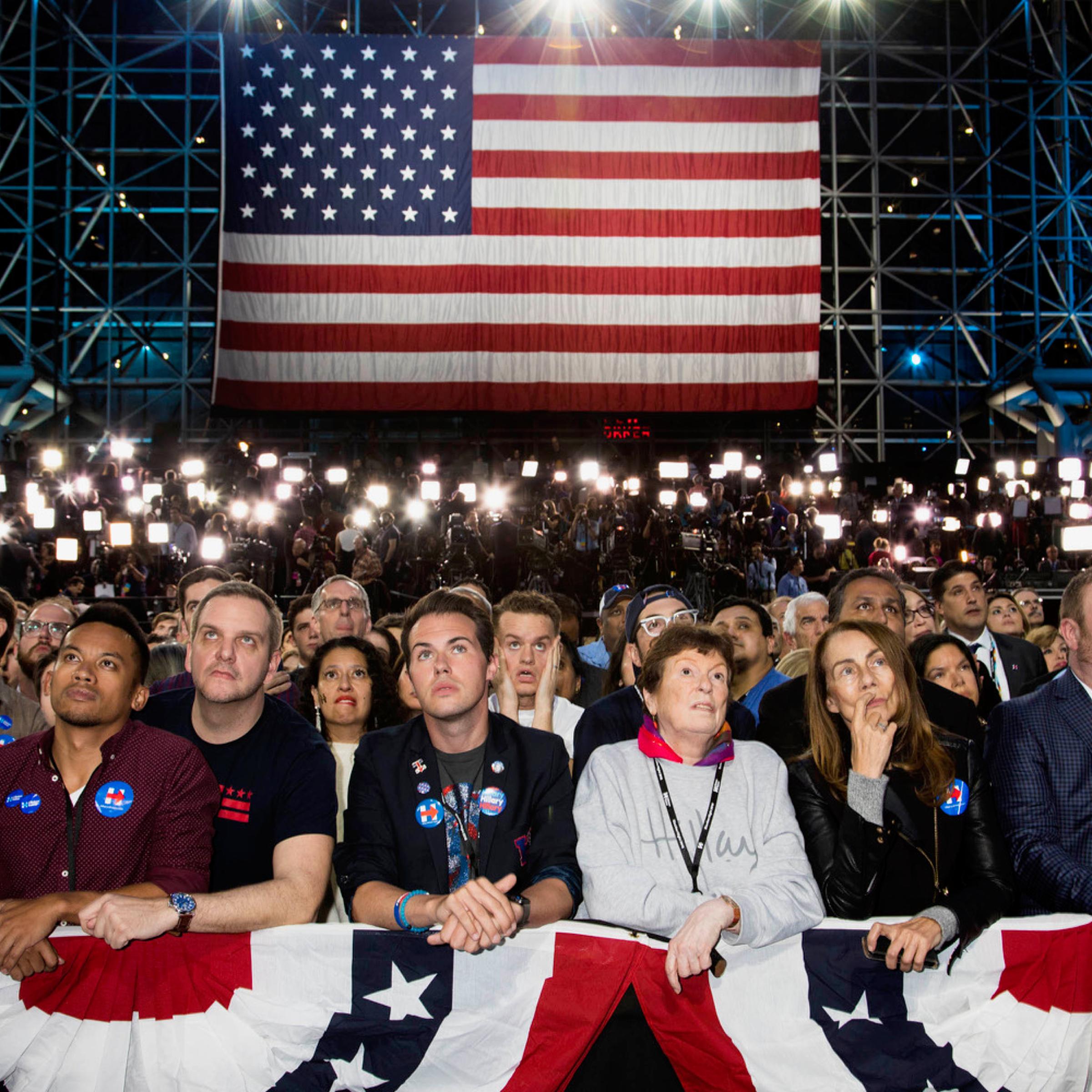 NEW YORK - NOV 8: Supporters attend an election night party for Democratic nominee Hillary Clinton on Tuesday, Nov. 8, 2016, at the Javits Center in New York’s Manhattan borough.(Photo by Landon Nordeman)