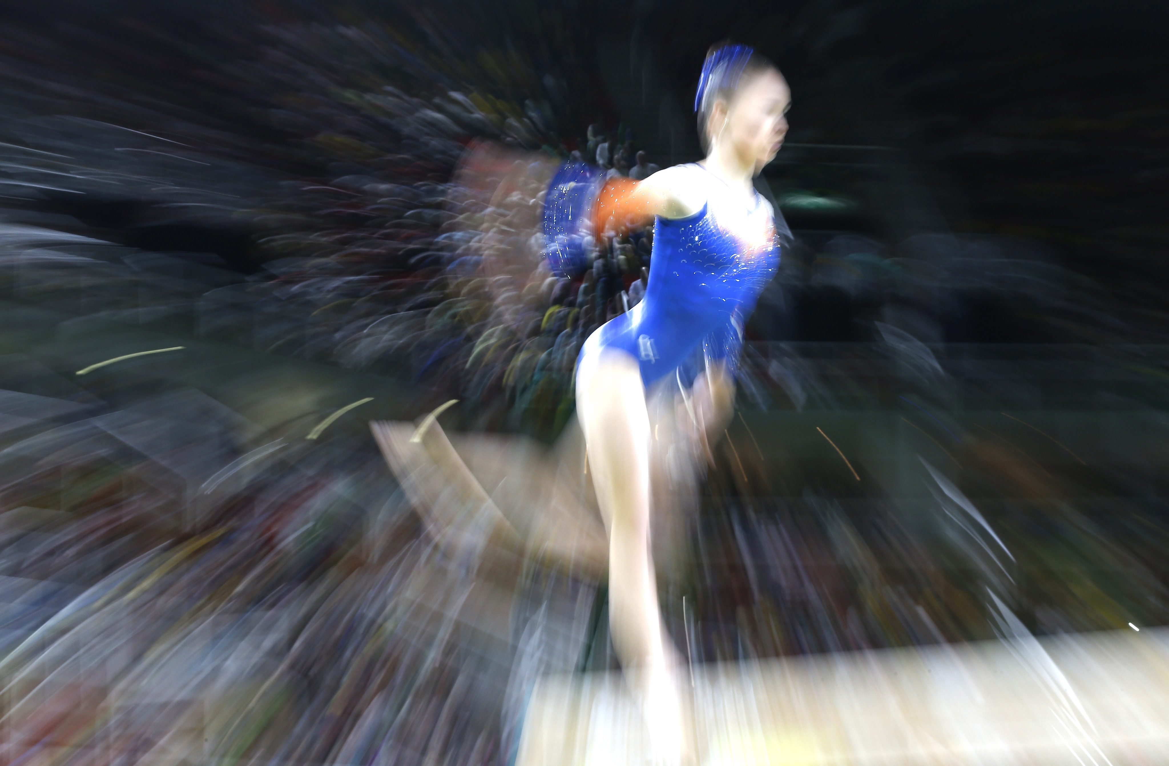 Eythora Thorsdottir of the Netherlands competes on the Beam in the women's Individual All-Around final of the Rio 2016 Olympic Games Artistic Gymnastics events in Barra da Tijuca, Rio de Janeiro on Aug. 11, 2016.