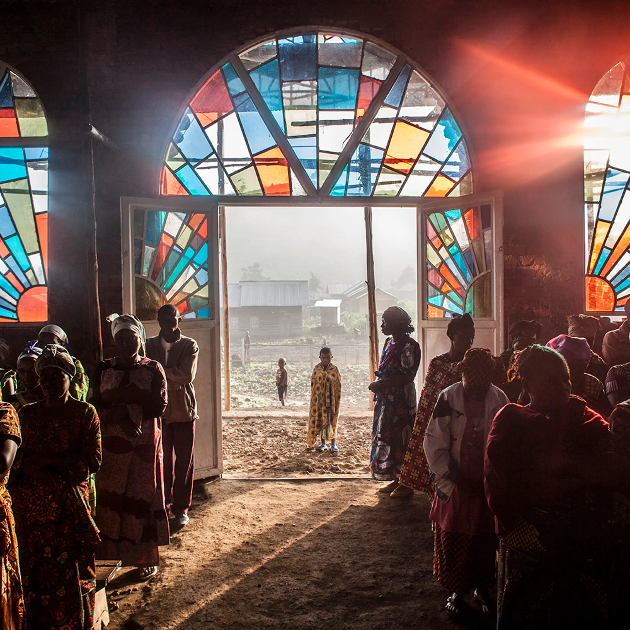 Congolese attend a Sunday church service in the village of Kitshanga, in Masisi territory on March 9, 2014.
