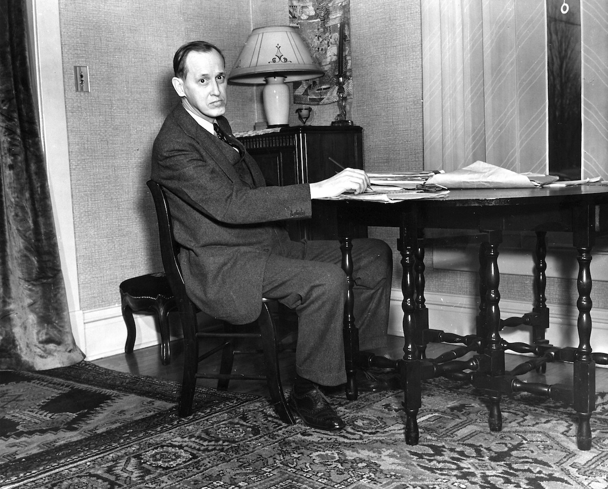 Presidential advisor Harry Hopkins writing a speec