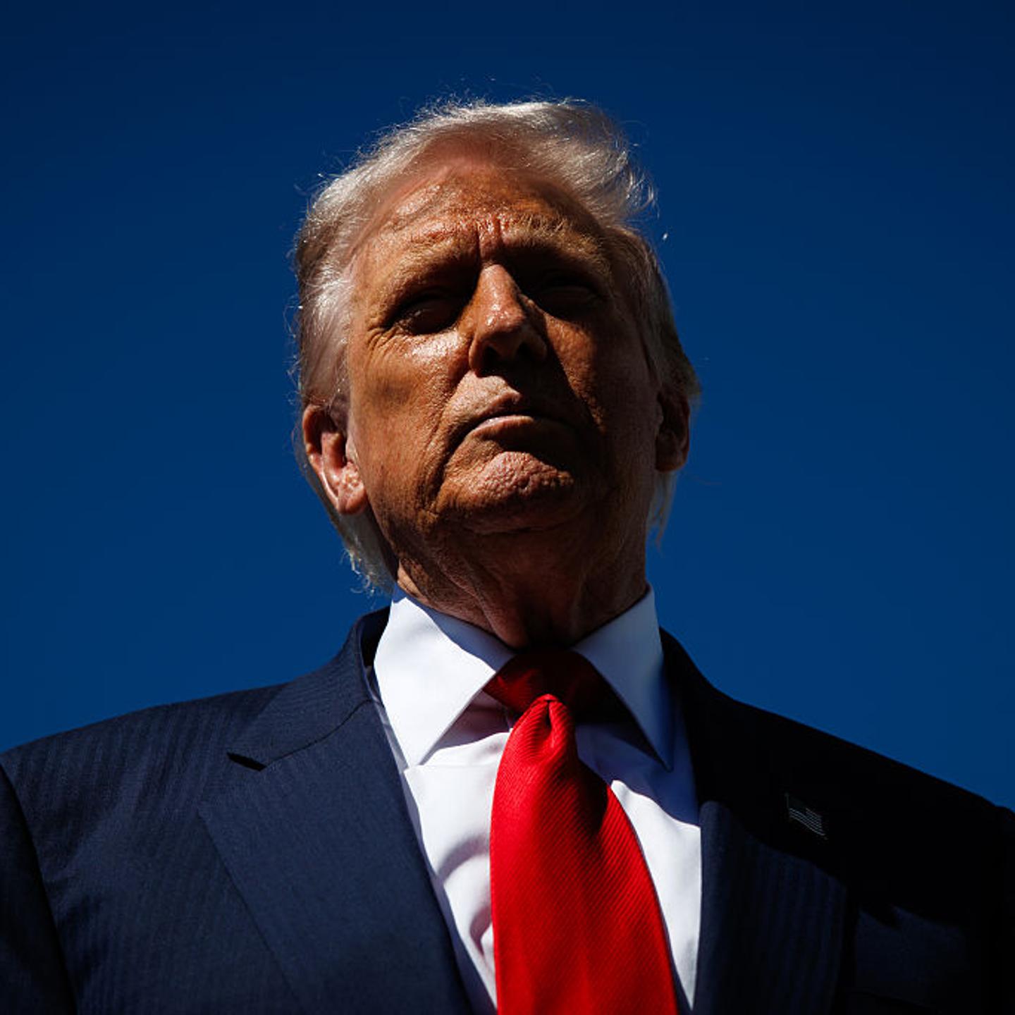 U.S. President Donald Trump speaks to reporters as he arrives at Palm Beach International Airport in West Palm Beach, Fla. on Oct. 31, 2025.