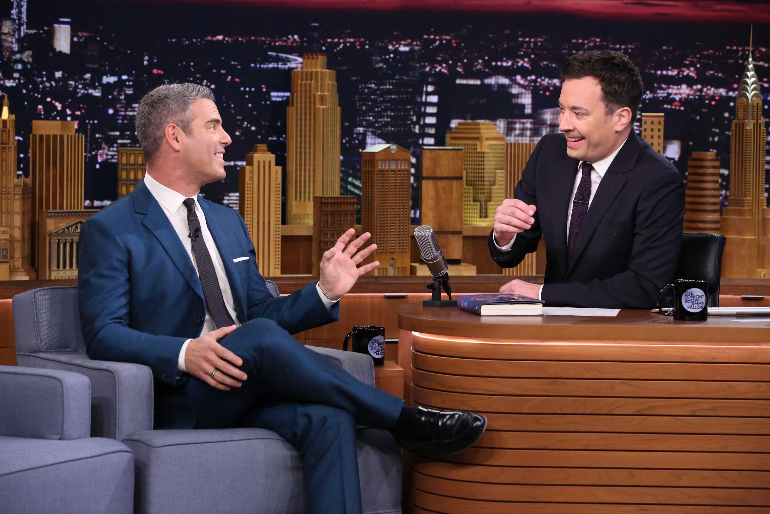 Television personality Andy Cohen during an interview with host Jimmy Fallon on Feb. 18, 2015.