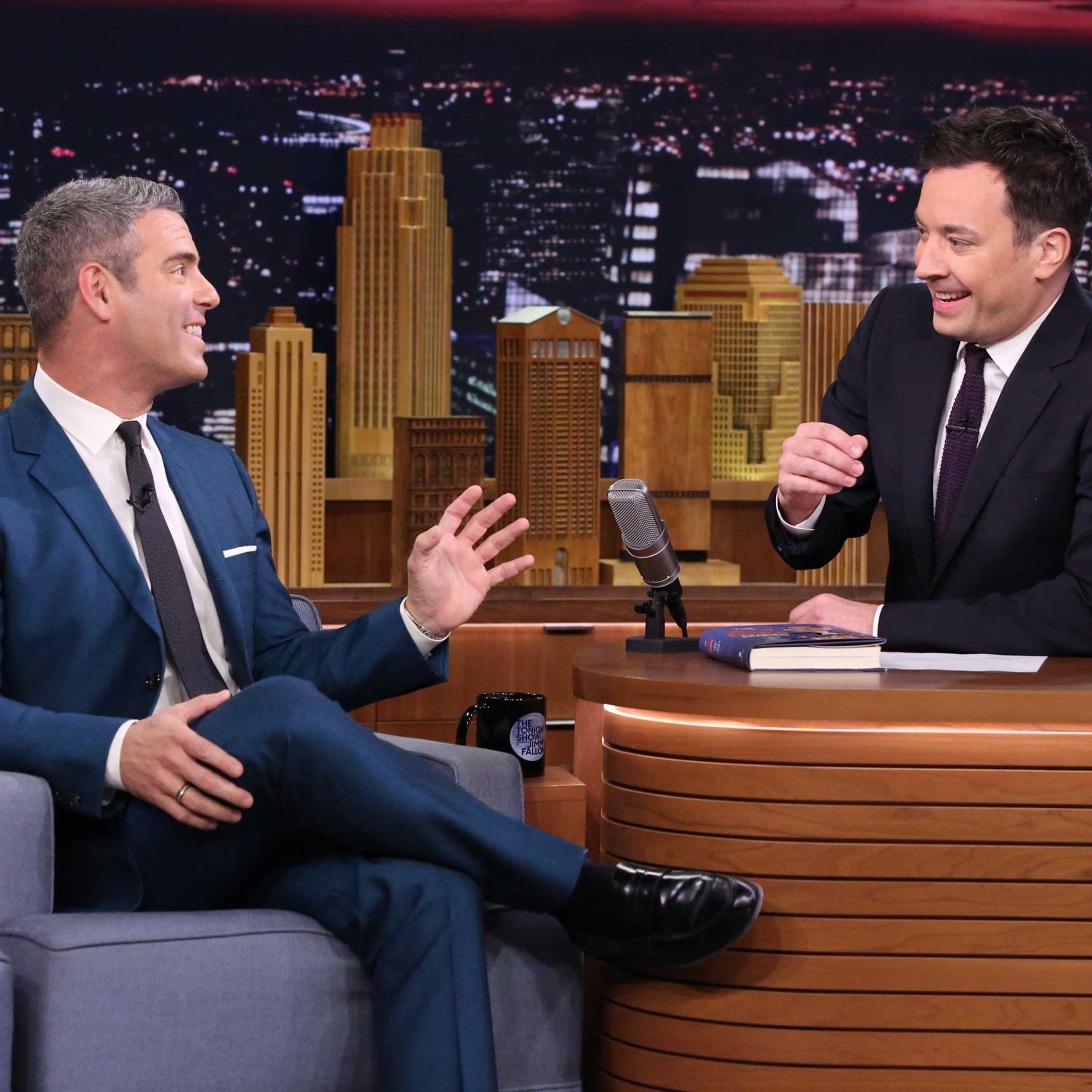 Television personality Andy Cohen during an interview with host Jimmy Fallon on Feb. 18, 2015.