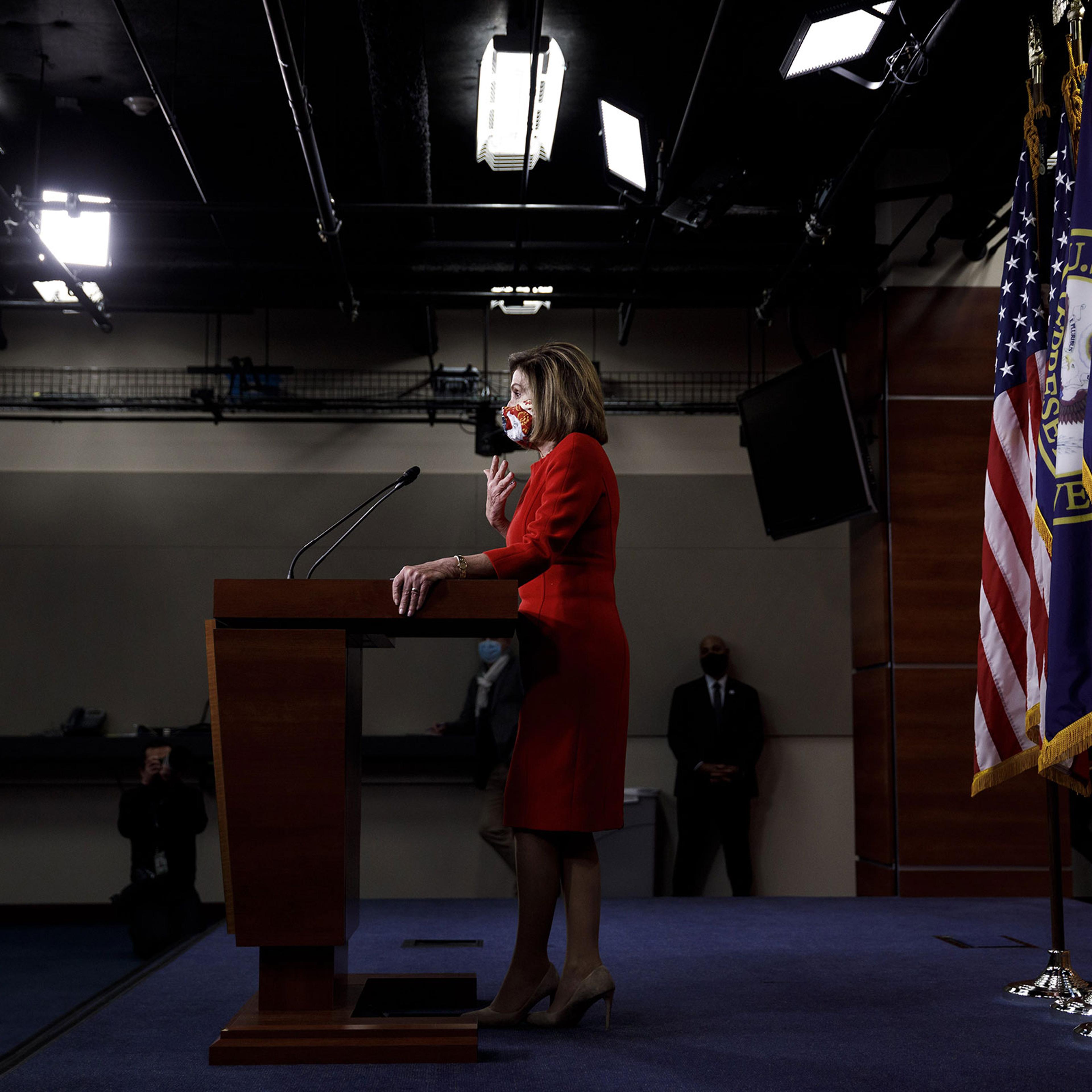 House Speaker Nancy Pelosi speaks during a press conference on Capitol Hill in Washington on Dec. 4, 2020.