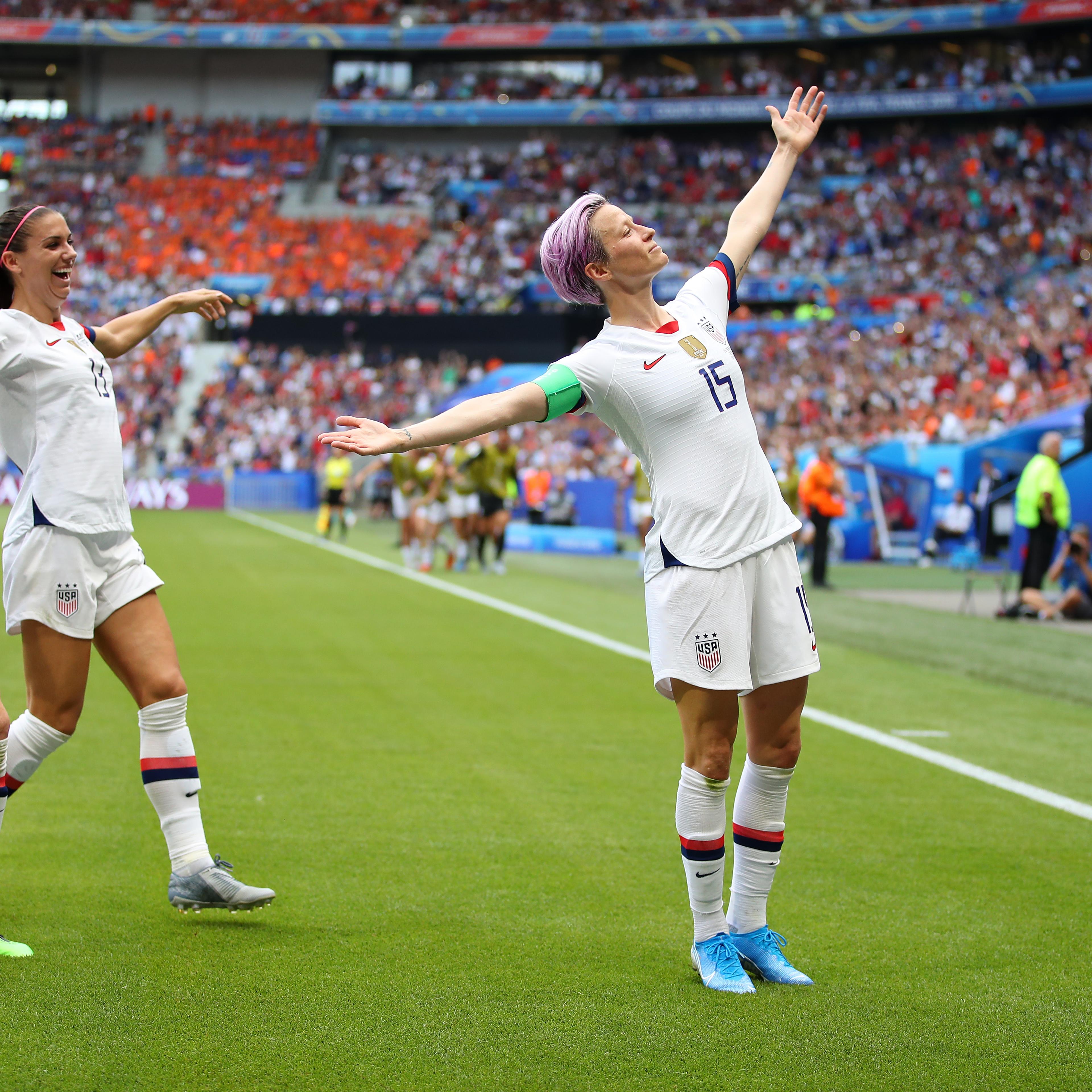 Megan Rapinoe Celebrates After Scoring at the 2019 Women's World Cup Final