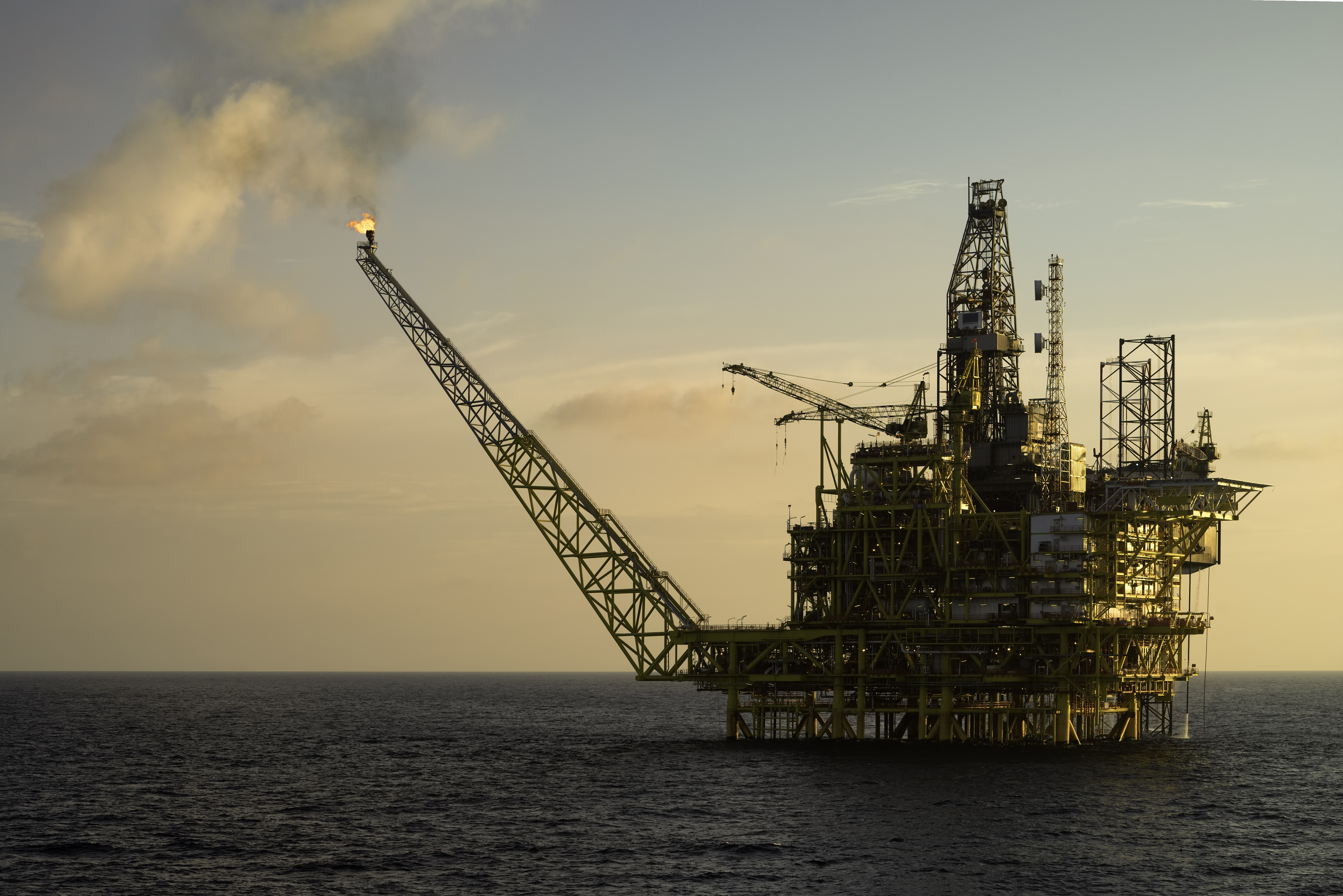 Close-up of an oil platform at sea
