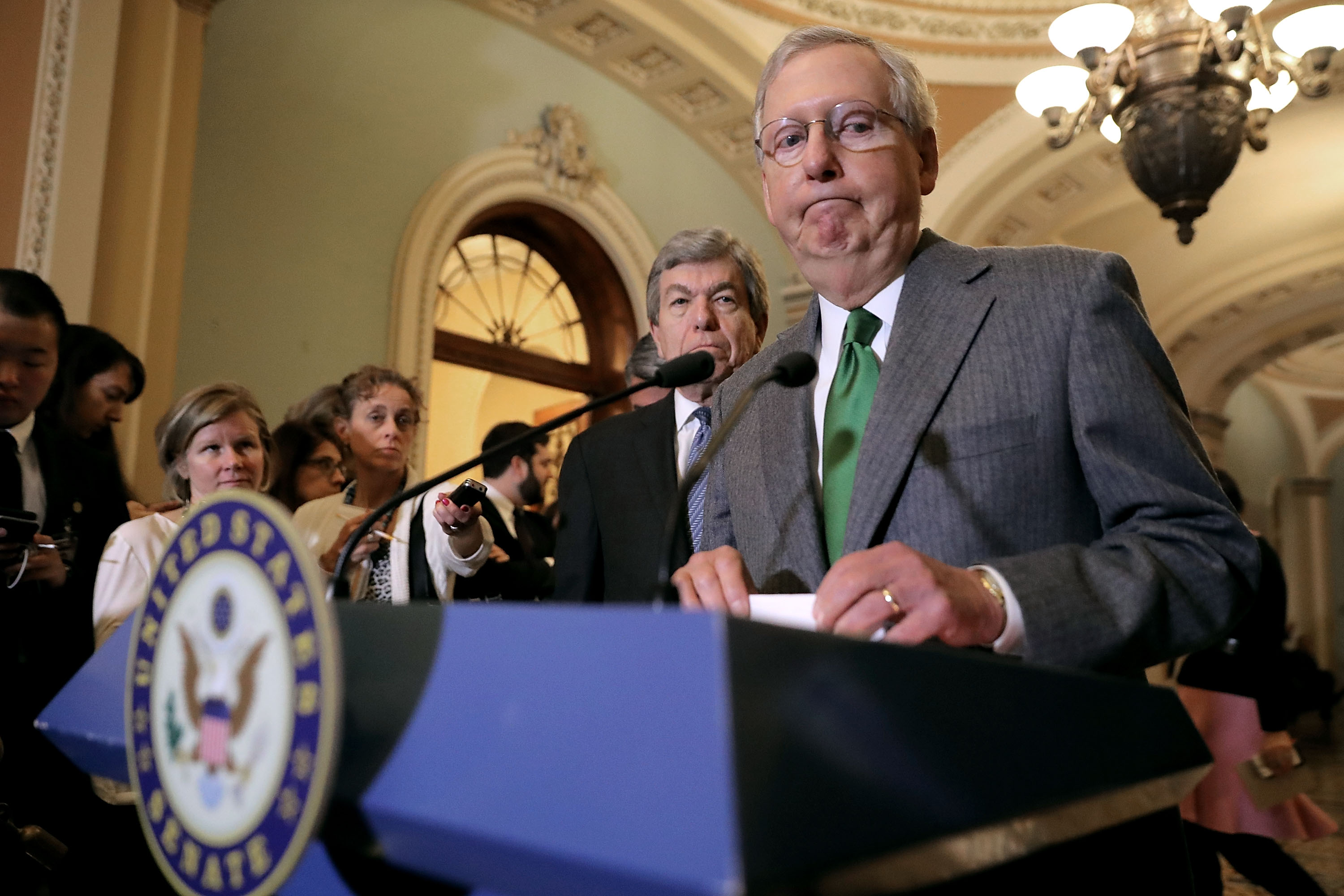 Senate Lawmakers Speak To The Media After Their Weekly Policy Luncheons