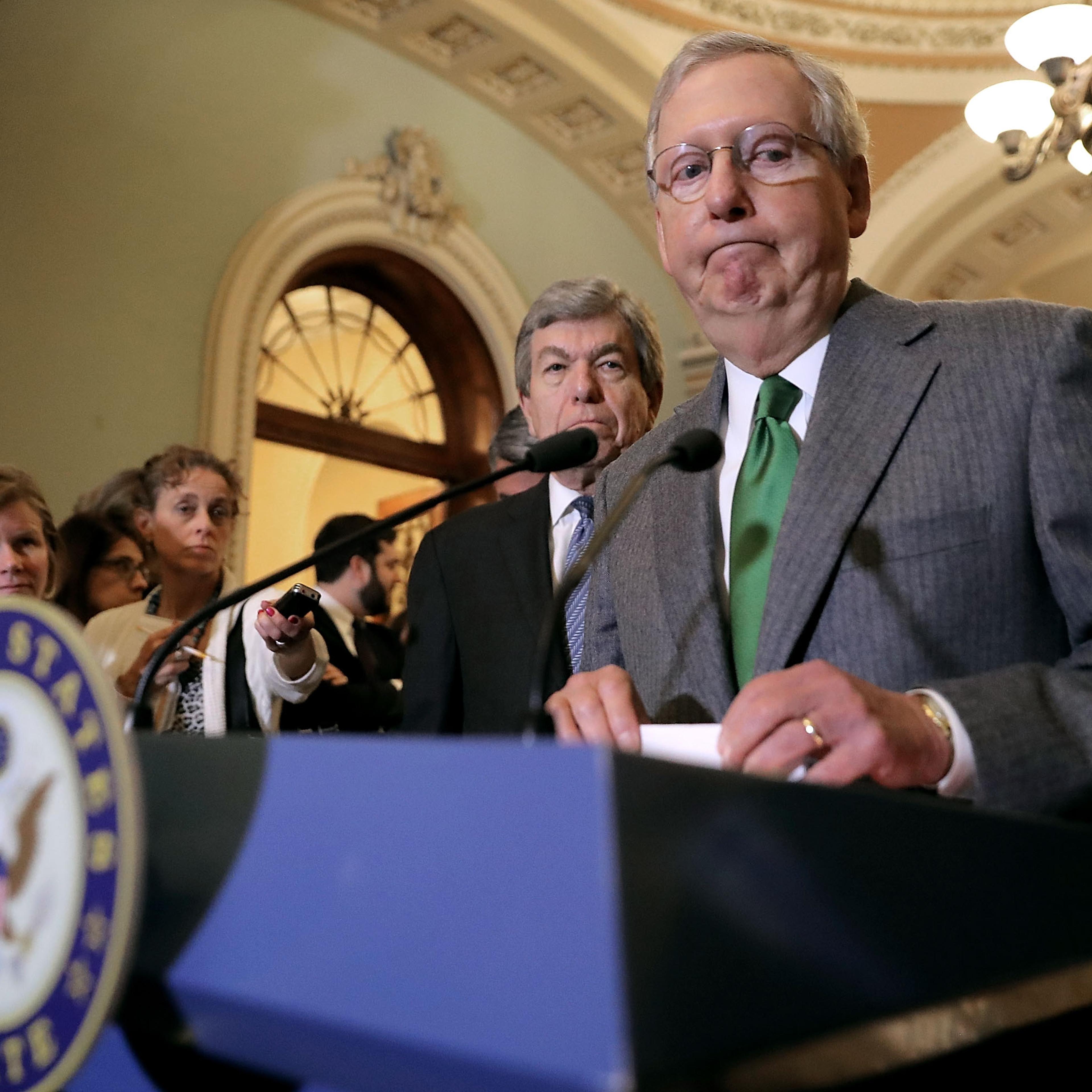 Senate Lawmakers Speak To The Media After Their Weekly Policy Luncheons