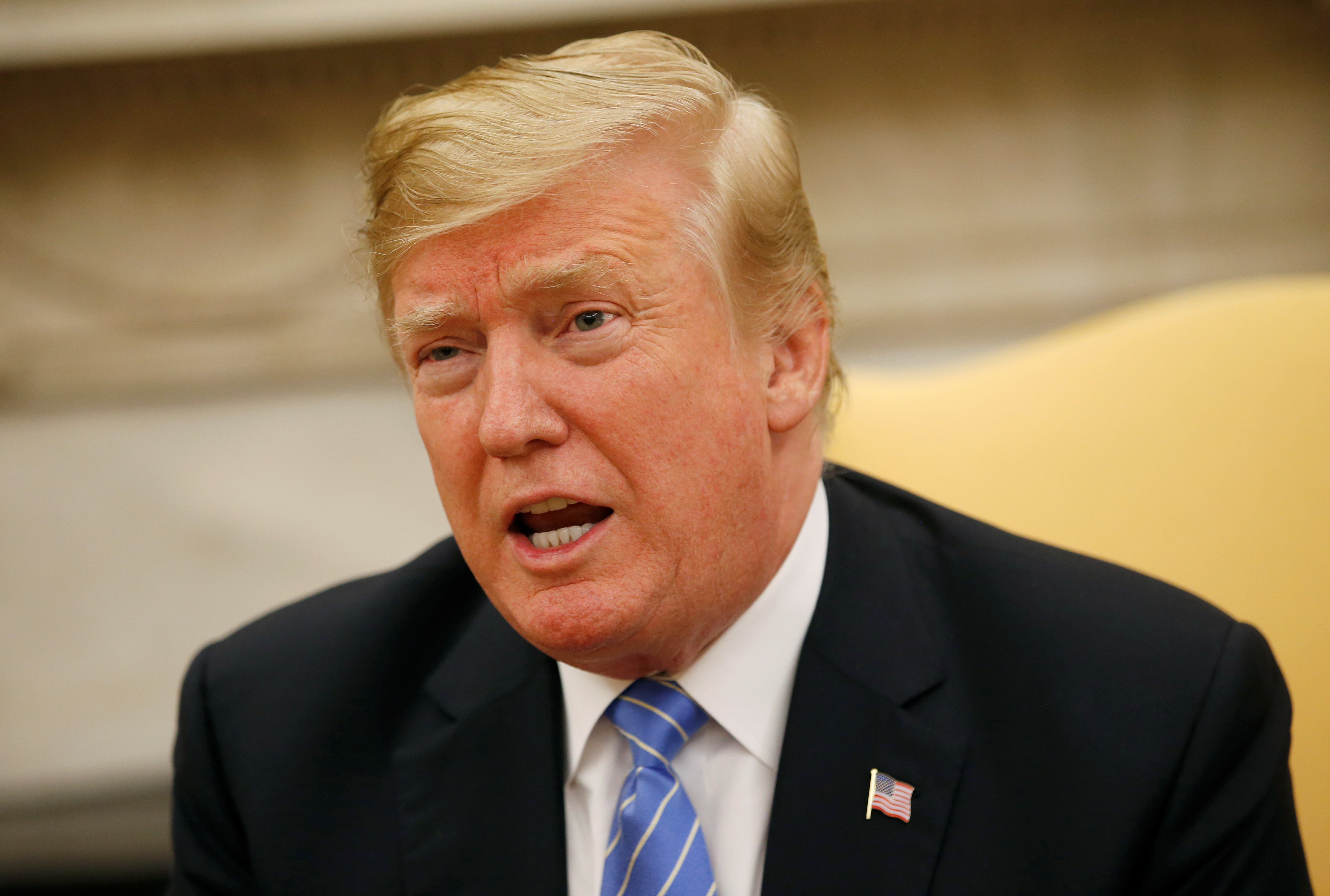 U.S. President Donald Trump meets with Dutch Prime Minister Mark Rutte in the Oval Office at the White House in Washington