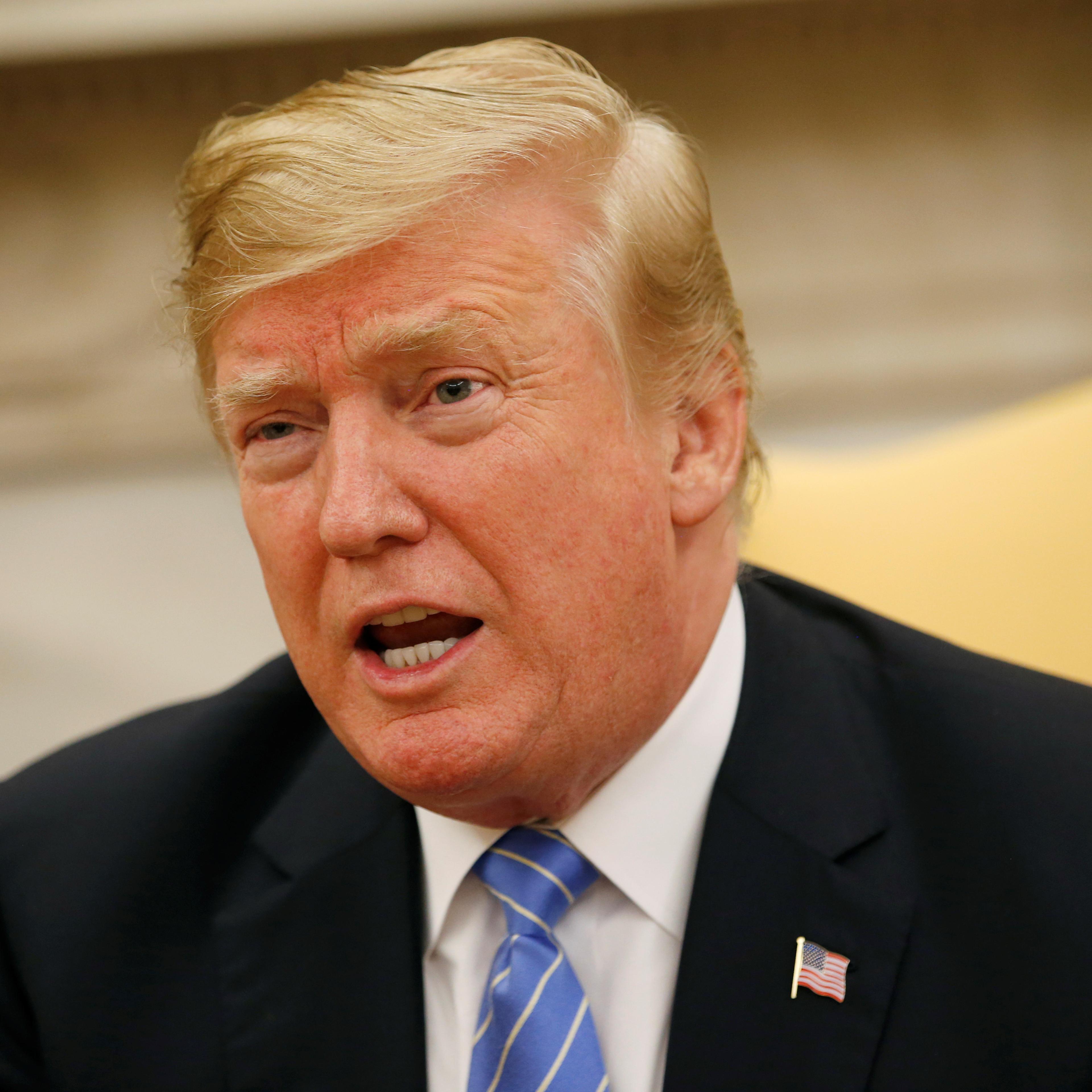 U.S. President Donald Trump meets with Dutch Prime Minister Mark Rutte in the Oval Office at the White House in Washington