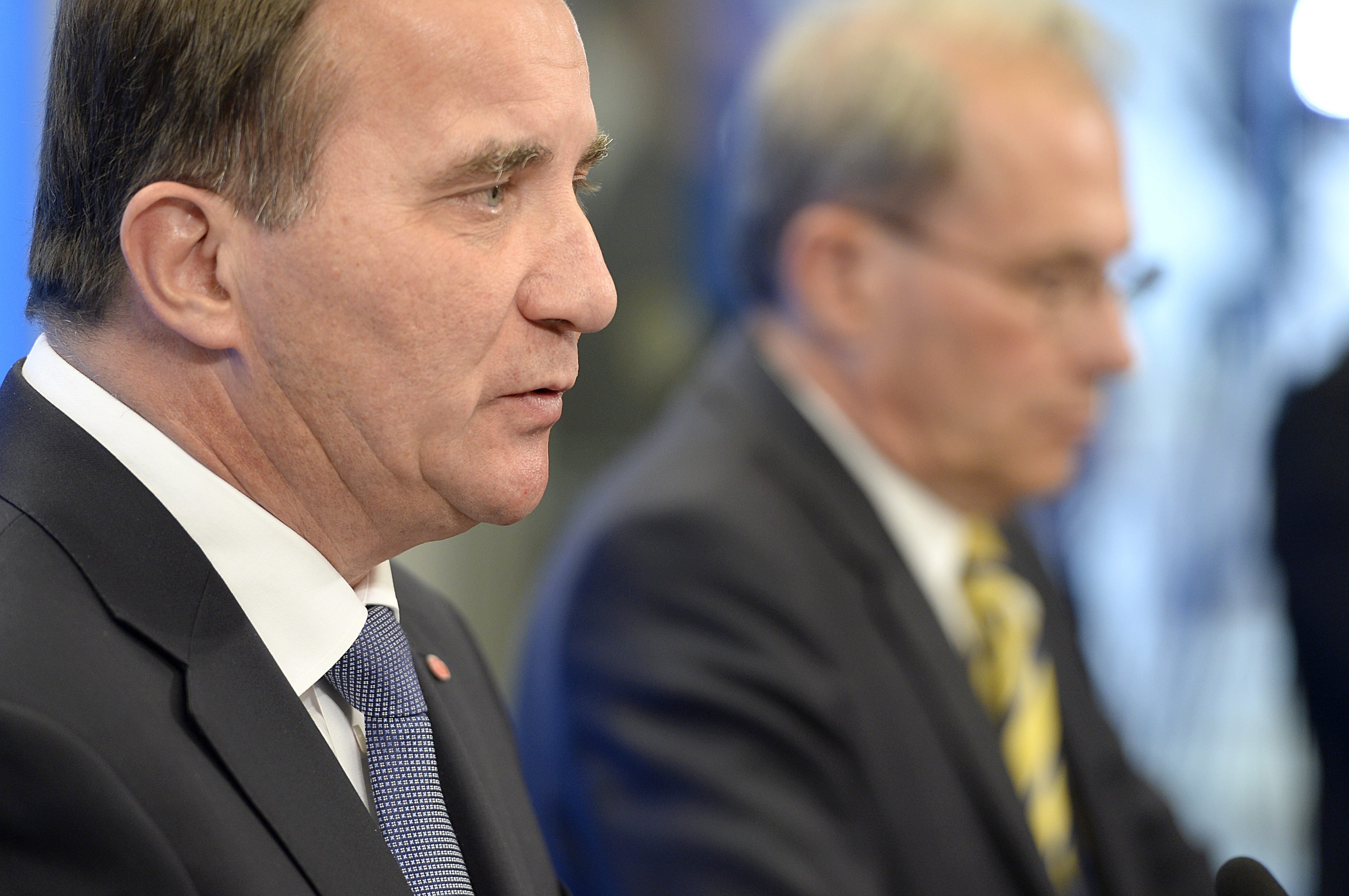 From left: Stefan Löfven and Per Westerberg in Stockholm on Sept. 18, 2014.
