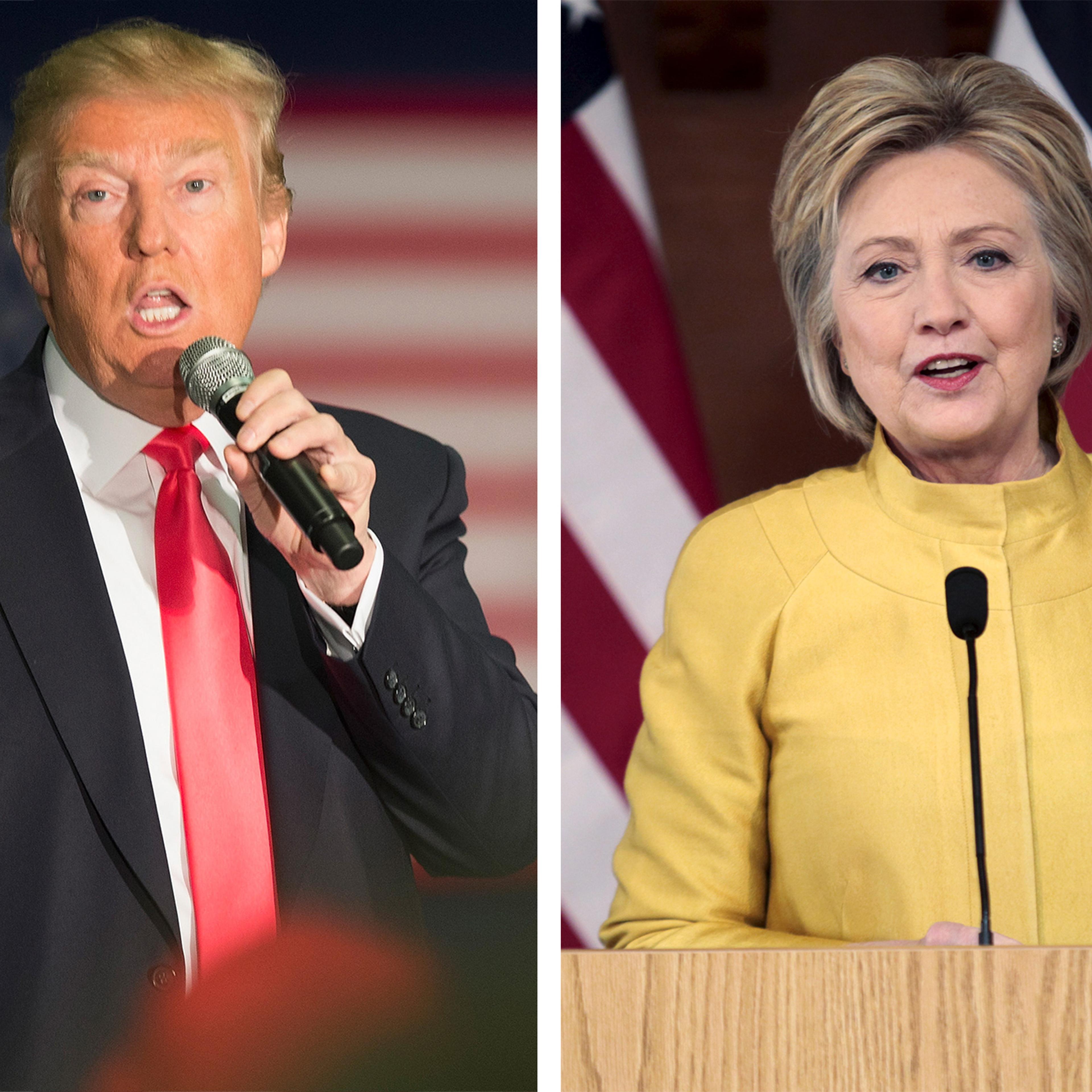 (left) Republican presidential candidate Donald Trump; (right) Democratic presidential candidate Hillary Clinton