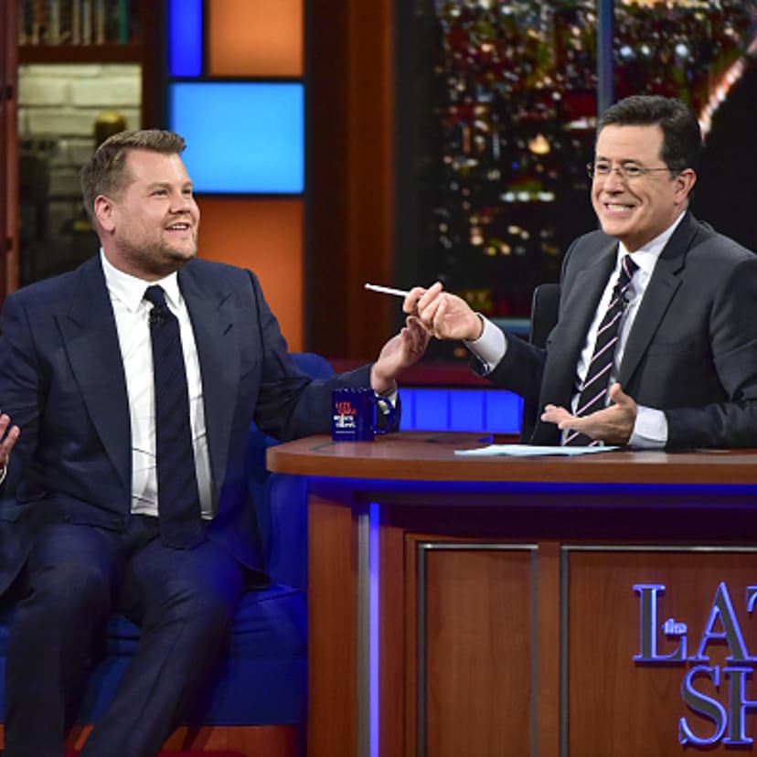 The Late Show with Stephen Colbert: Stephen Colbert talks with guest James Corden, who will host the 2016 Tony Awards on Sunday June 12.