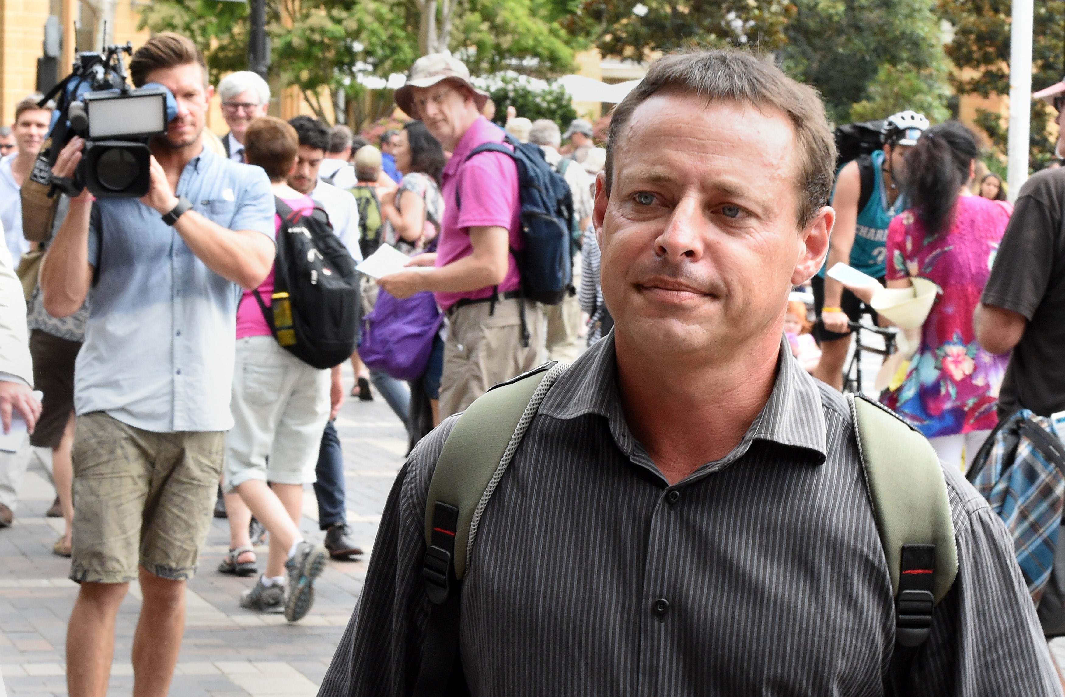 Former Australian Guantanamo Bay inmate David Hicks, right, in Sydney on February 19, 2015