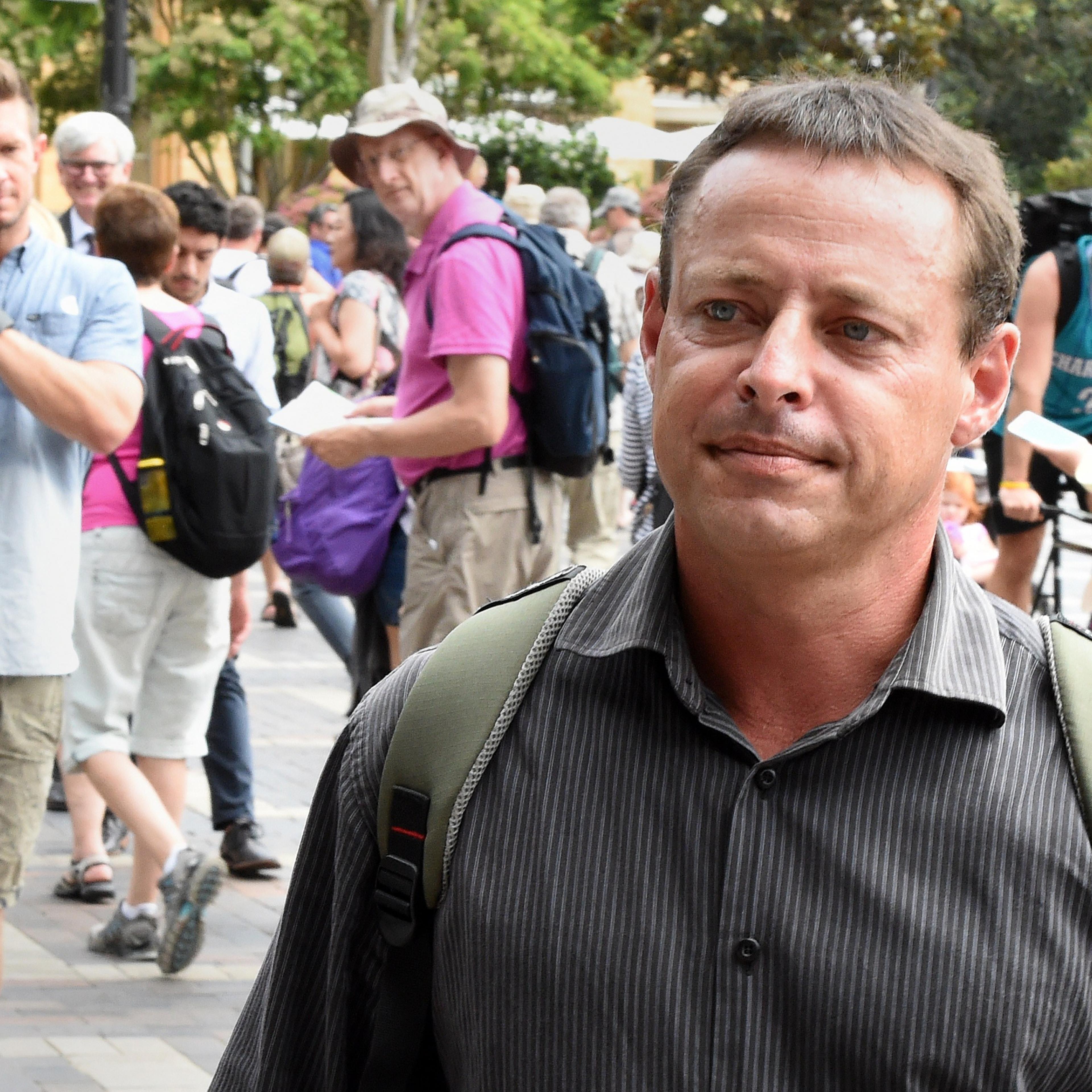 Former Australian Guantanamo Bay inmate David Hicks, right, in Sydney on February 19, 2015