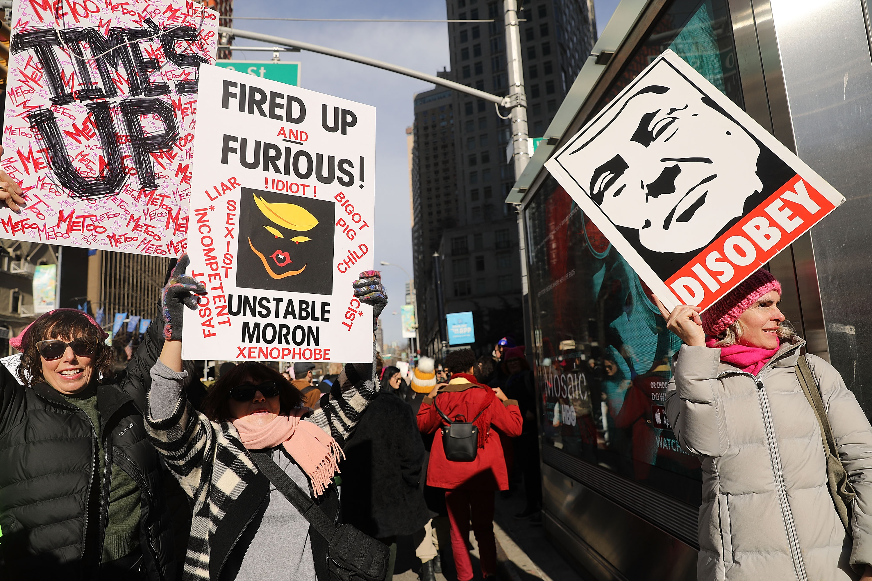 Huge Crowds Rally At Women's Marches Across The U.S.