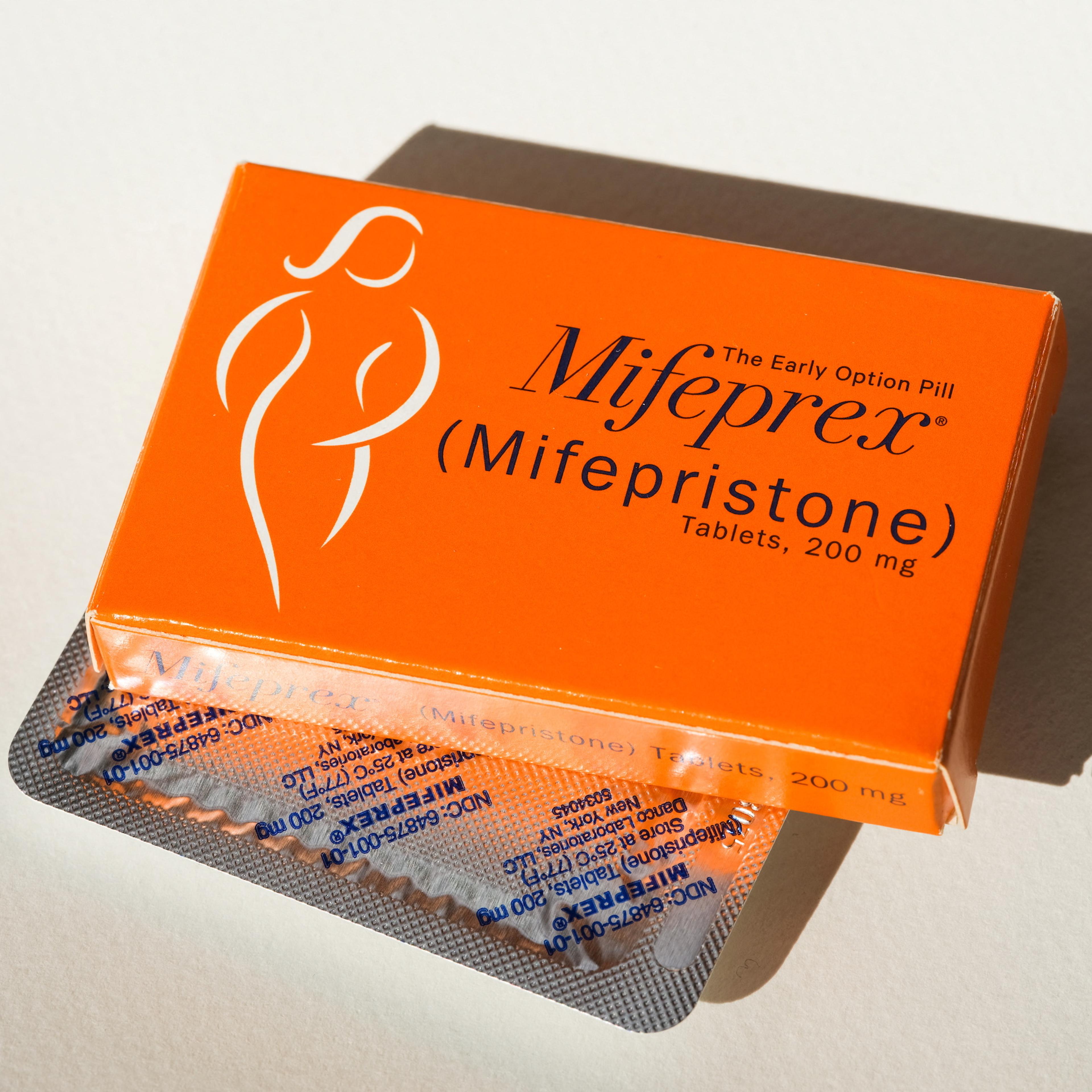 A pack of Mifeprex pills, used to terminate early pregnancies, is displayed in this picture illustration.