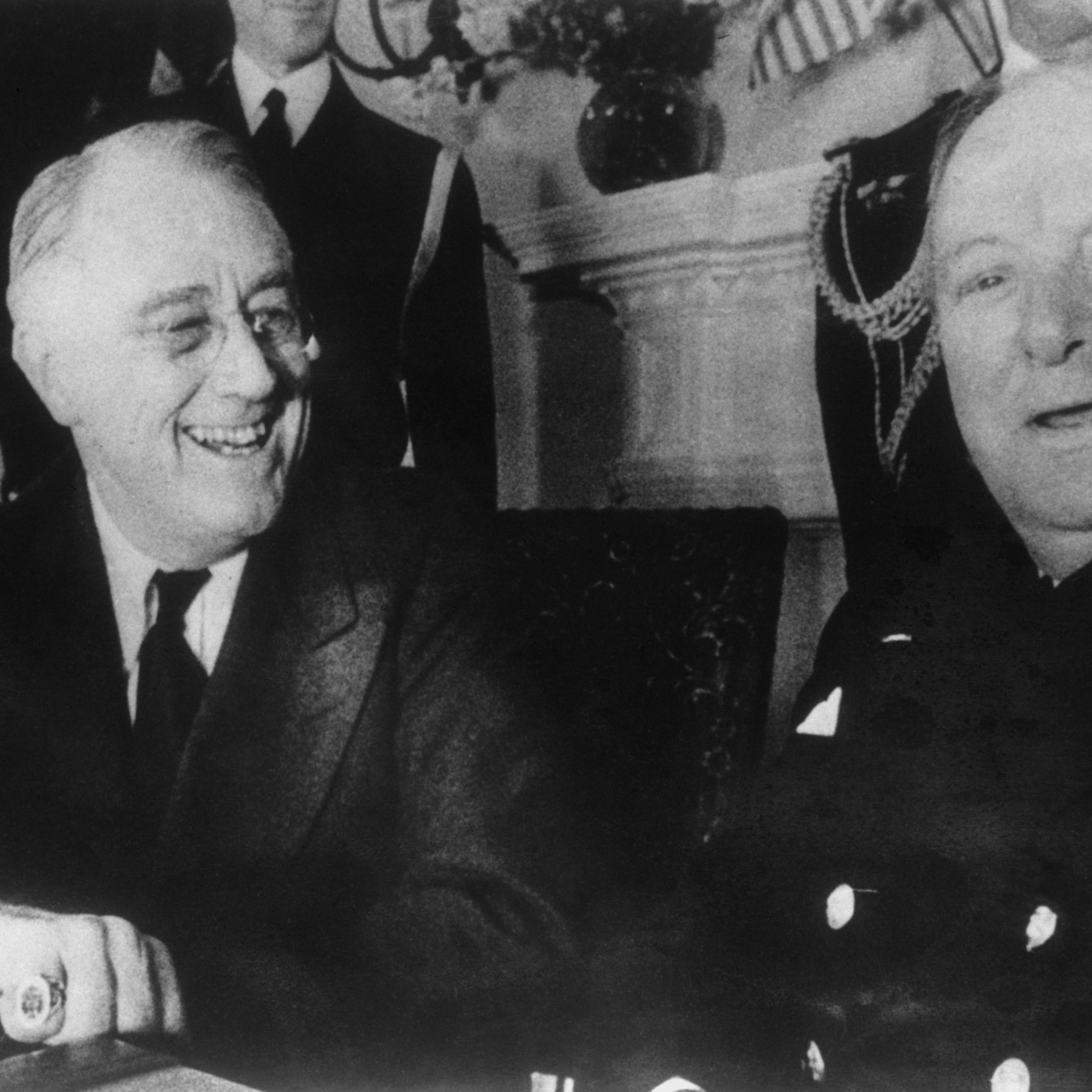 US President Franklin D. Roosevelt (1882 - 1945, left) with British Prime Minister Winston Churchill (1874 - 1965) at the White House, Washington DC, December 1941.