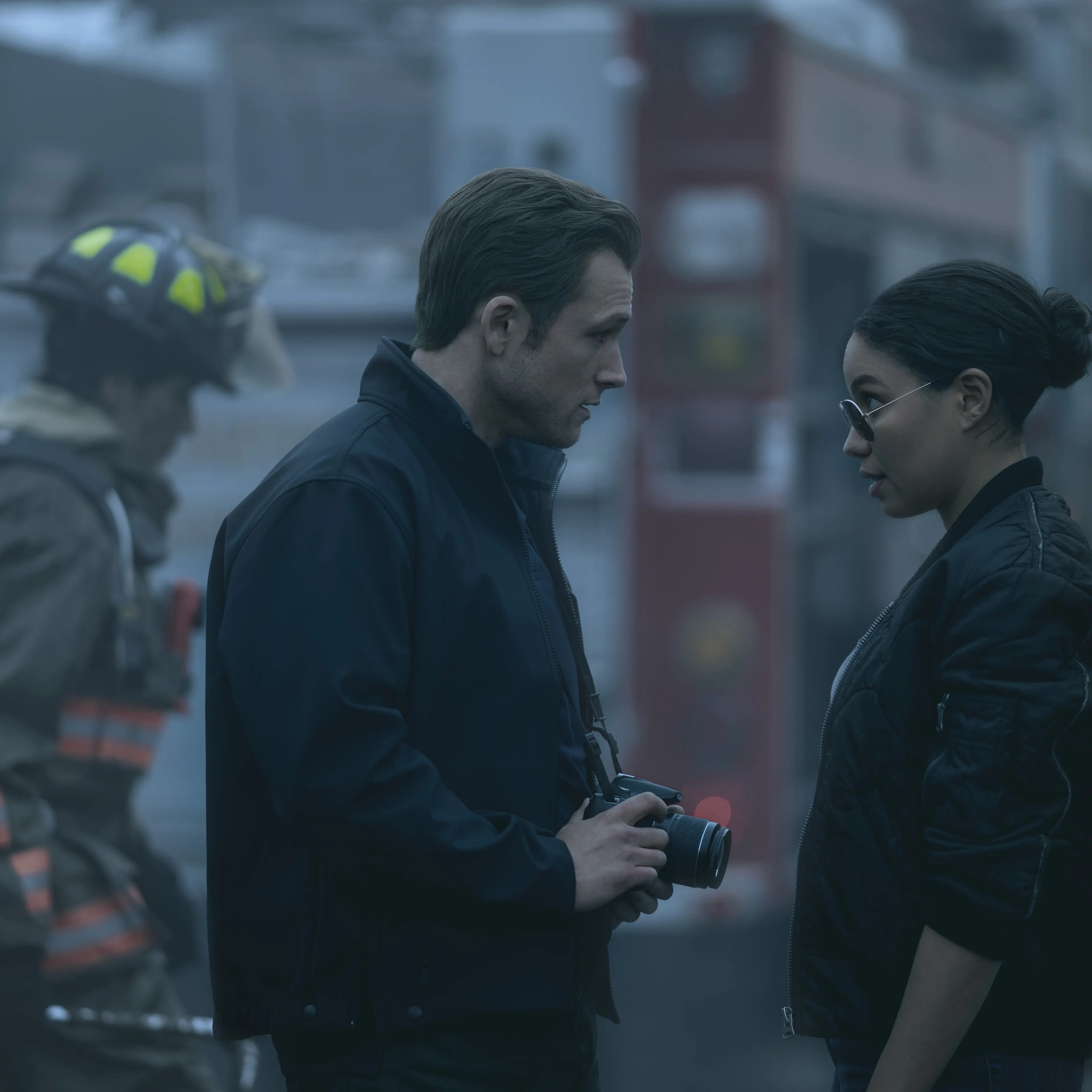 Taron Egerton and Jurnee Smollett in <i>Smoke</i>