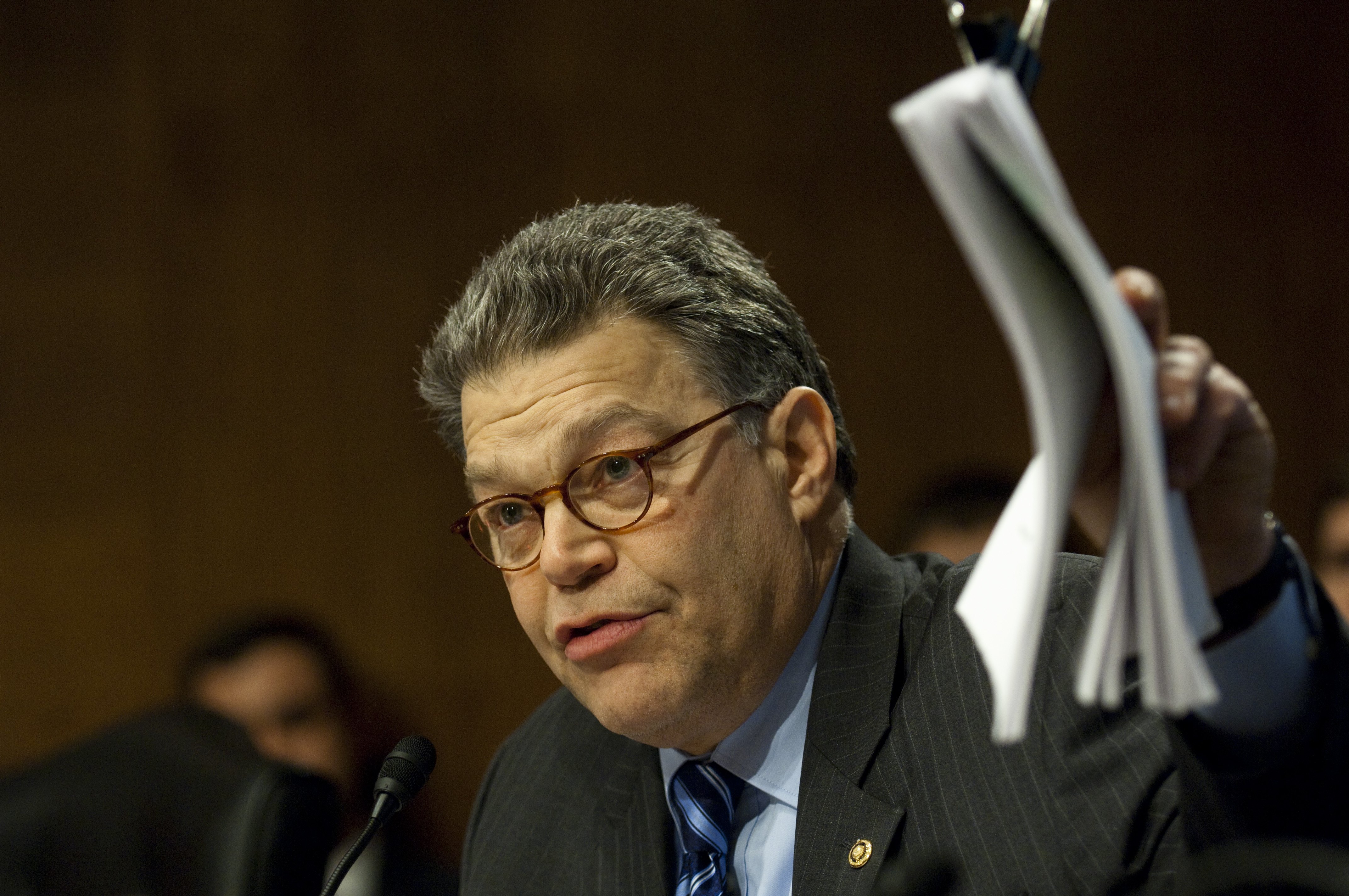 Sen. Al Franken, D-Minn., during the Senate Judiciary Subcommittee on Antitrust, Competition Policy and Consumer Rights hearing on the merger of Comcast and NBC Universal on Feb. 4, 2015.